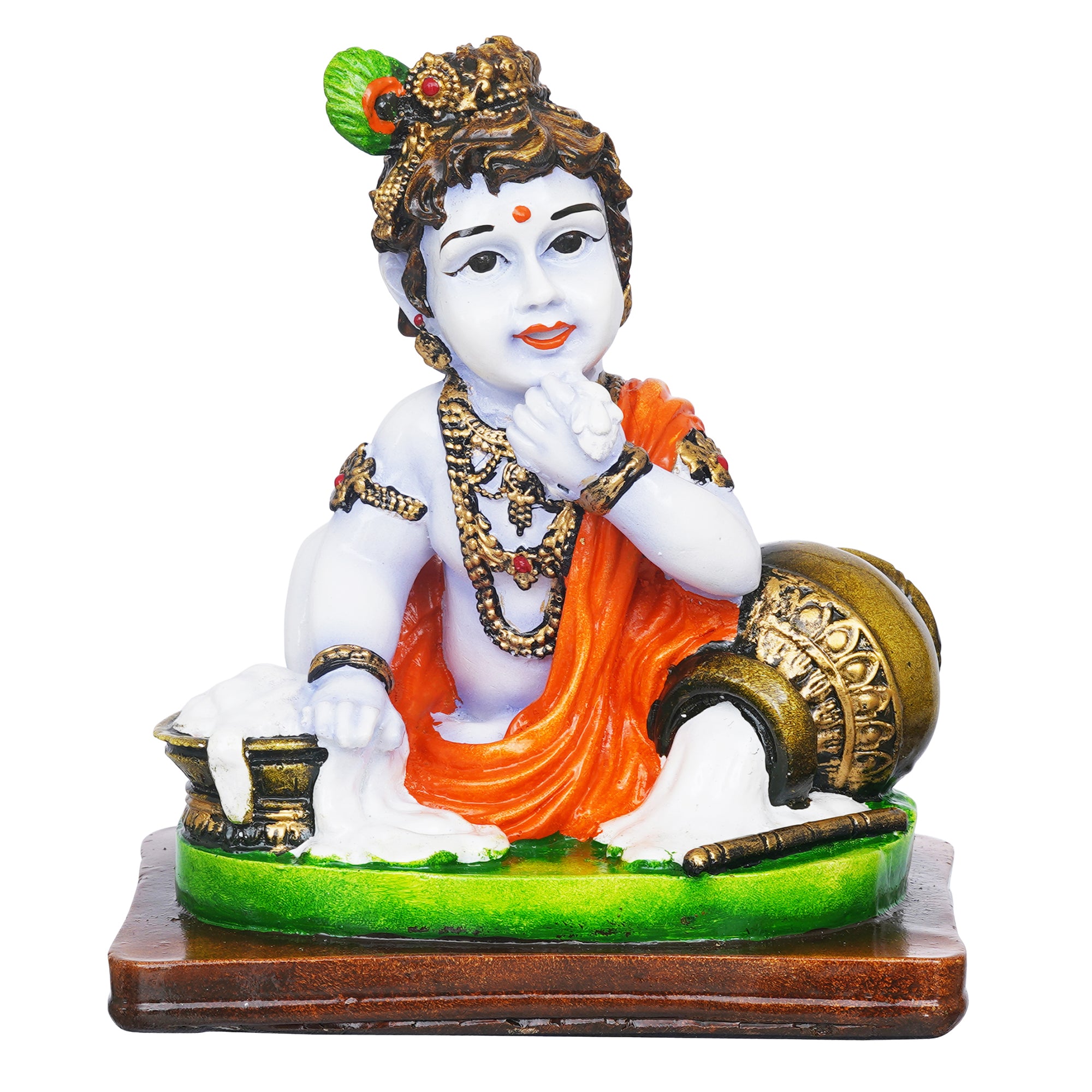 eCraftIndia Polyresin Handcrafted Little Krishna Idol Eating Makhan Decorative Showpiece 2