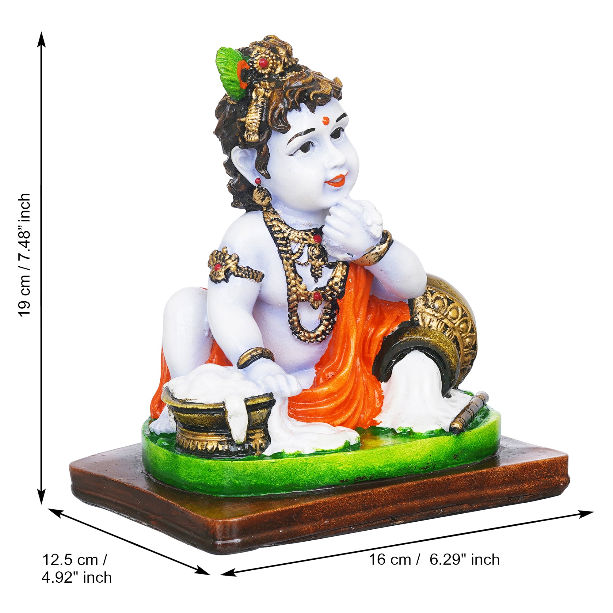 eCraftIndia Polyresin Handcrafted Little Krishna Idol Eating Makhan Decorative Showpiece 3