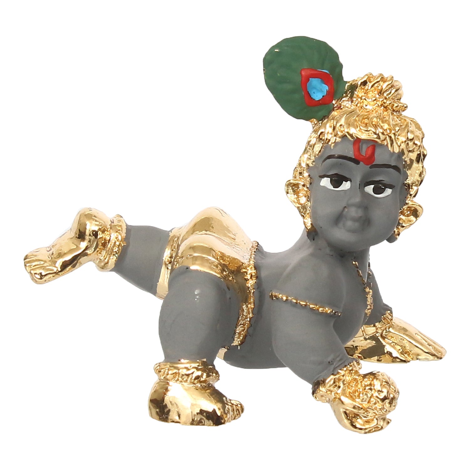 Grey and Golden Plated Laddu Gopal/Lord Krishna Statue for Home/Temple 1