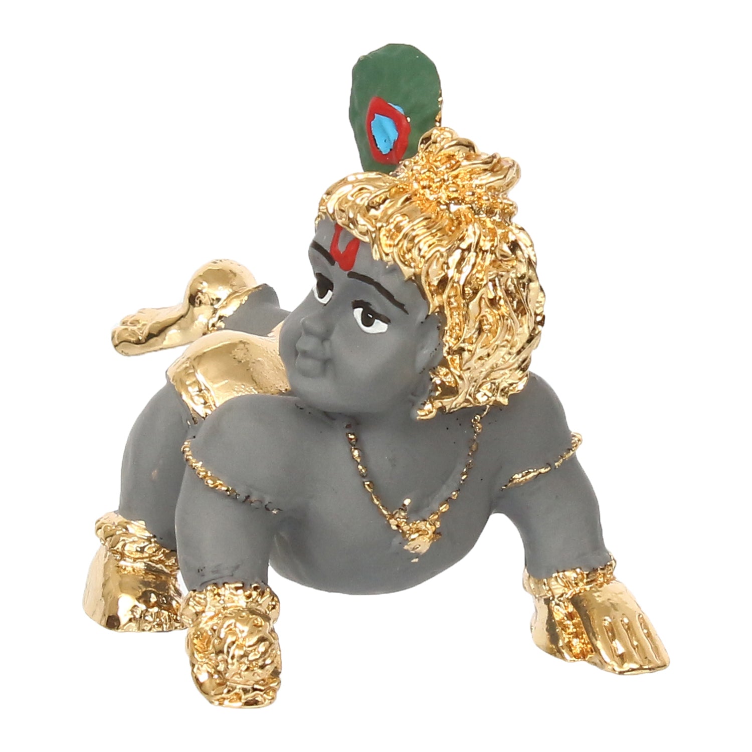 Grey and Golden Plated Laddu Gopal/Lord Krishna Statue for Home/Temple 3