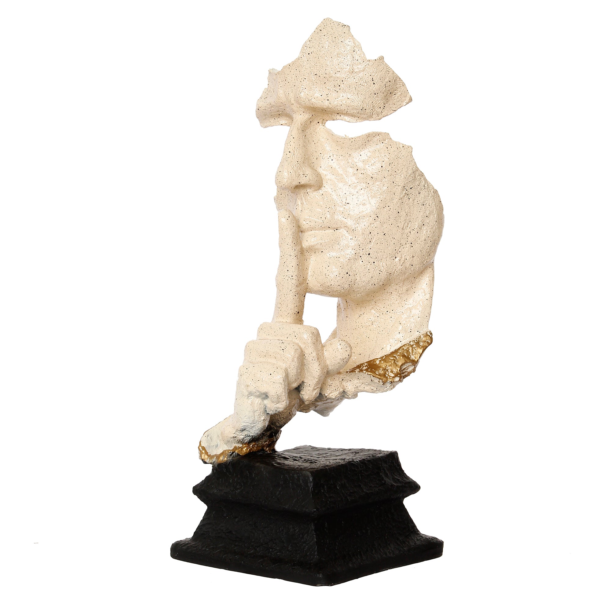 White Polyresin Antique Finish man with finger on lips Handcrafted Decorative Showpiece 4