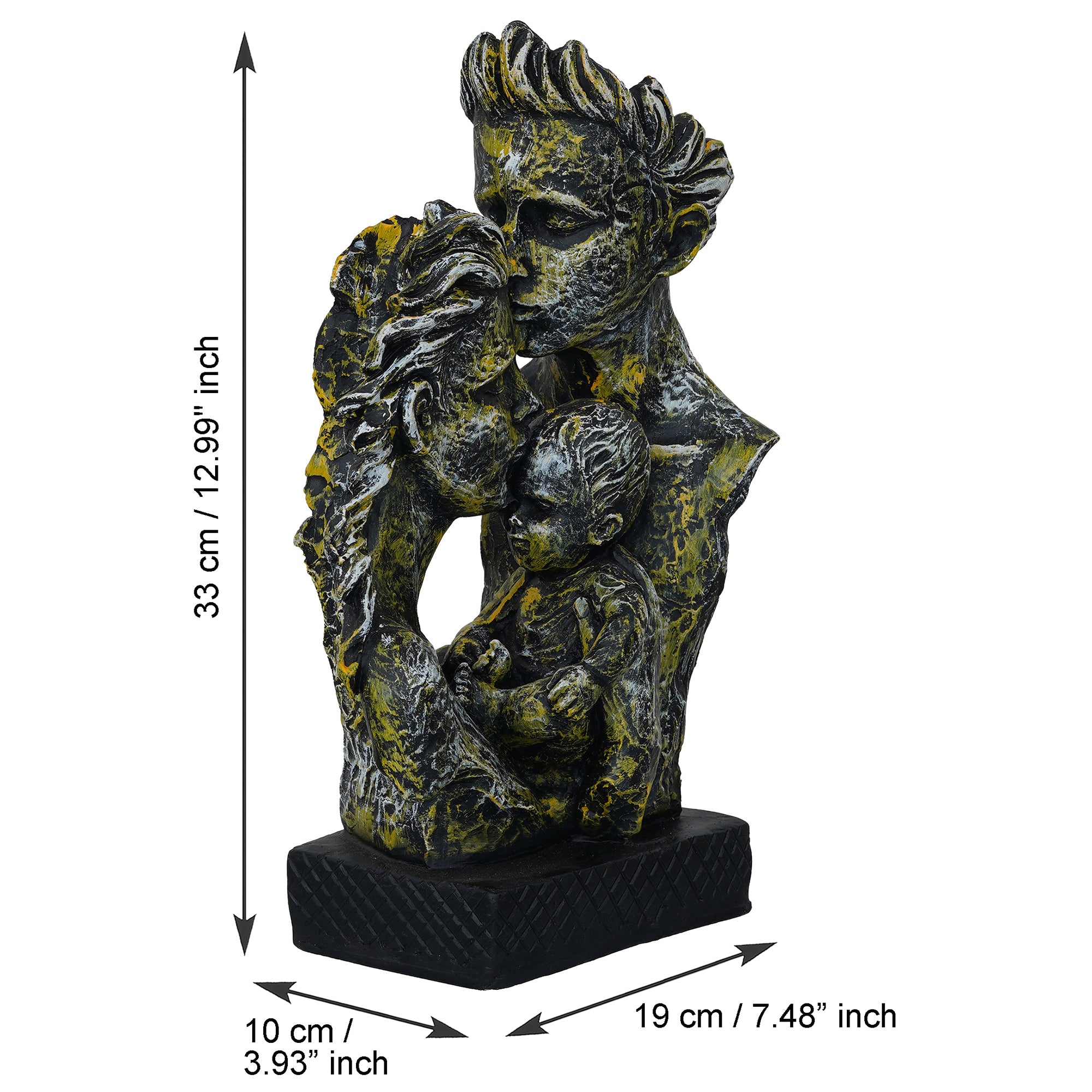 Silver Polyresin Man Kissing Woman Kissing a Child Figurine 3
