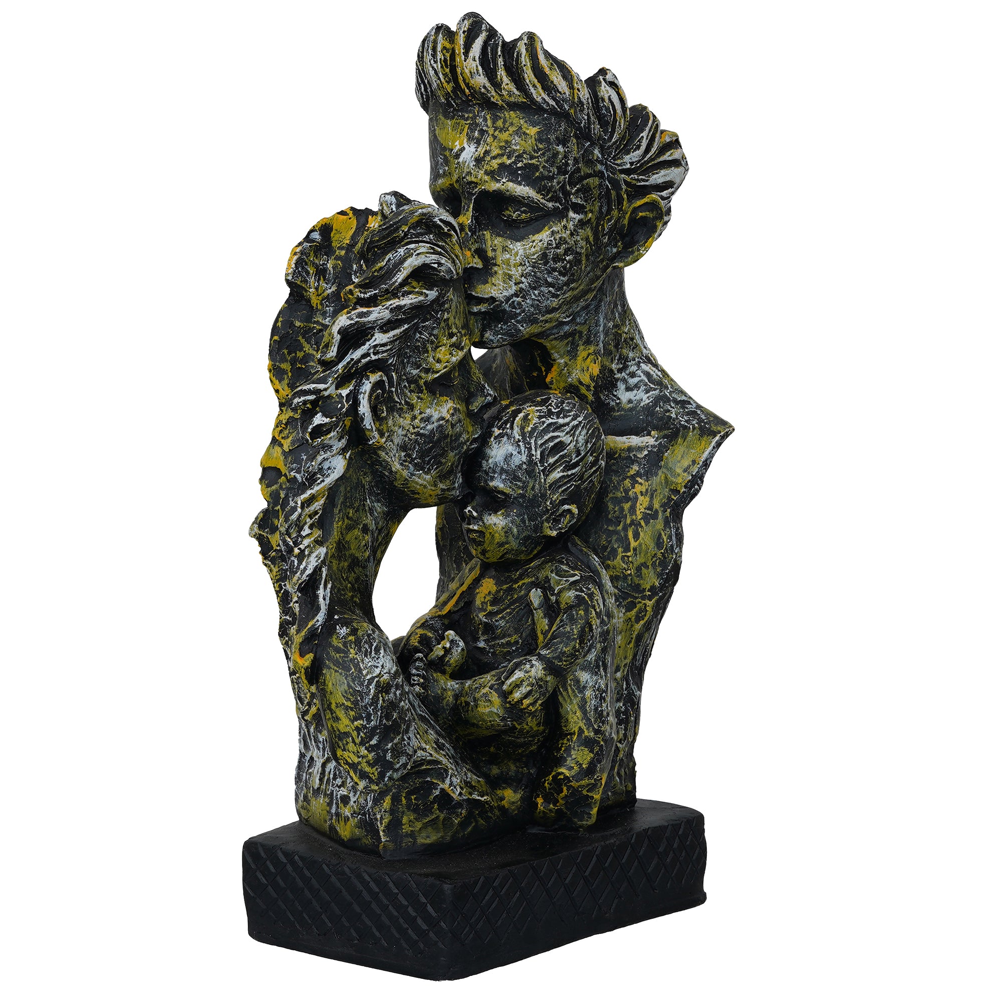Silver Polyresin Man Kissing Woman Kissing a Child Figurine 4
