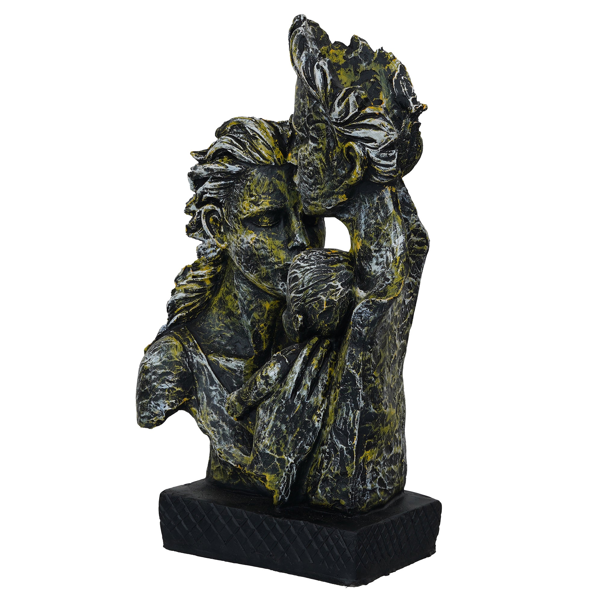 Silver Polyresin Man Kissing Woman Kissing a Child Figurine 5
