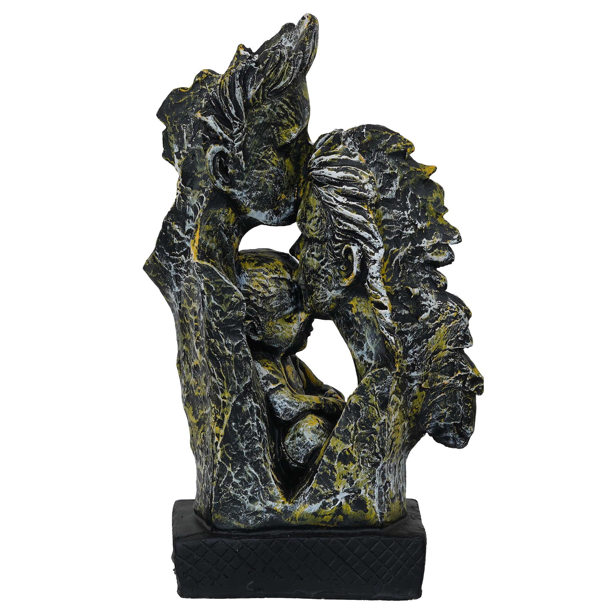 Silver Polyresin Man Kissing Woman Kissing a Child Figurine 6