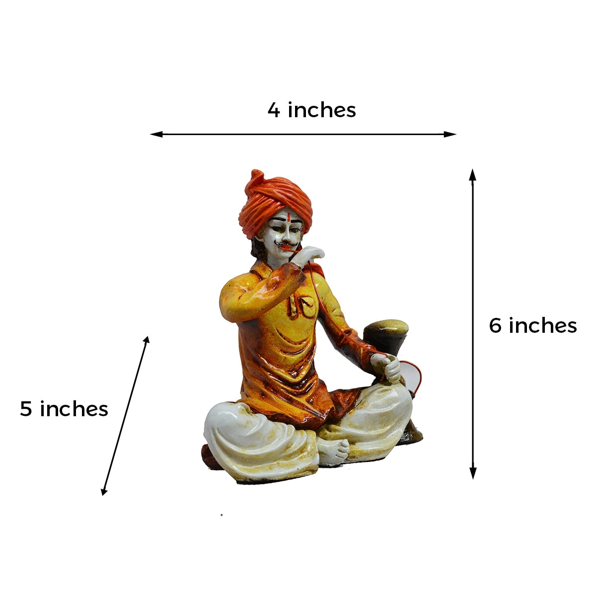Polyresin Rajasthani Man Using Hookah Handcrafted Decorative Showpiece (Yellow, Orange and Brown) 2