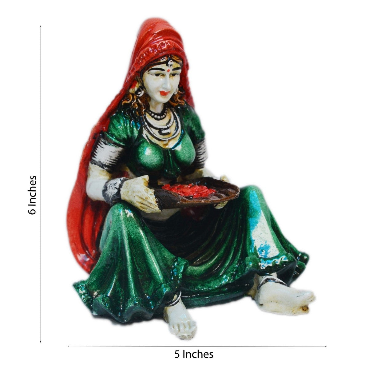Polyresin Rajasthani Women Statue Human Figurine Decorative Showpiece 2