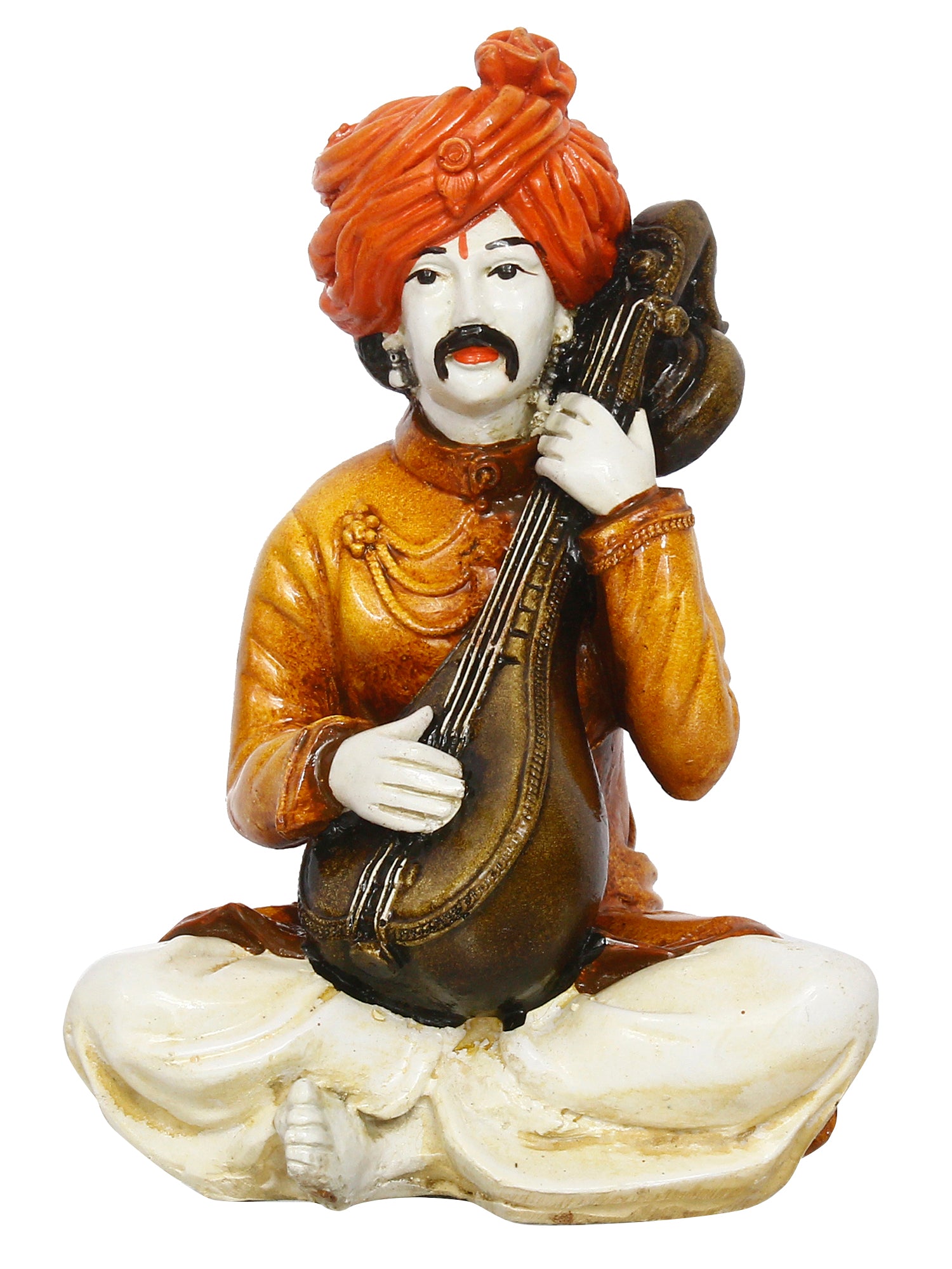 Polyresin Rajasthani Musician Men Statue Playing Sitar Human Figurines Home Decor Showpiece 2