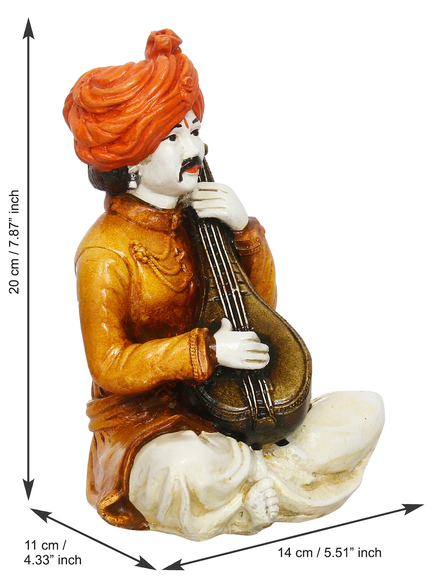 Polyresin Rajasthani Musician Men Statue Playing Sitar Human Figurines Home Decor Showpiece 3