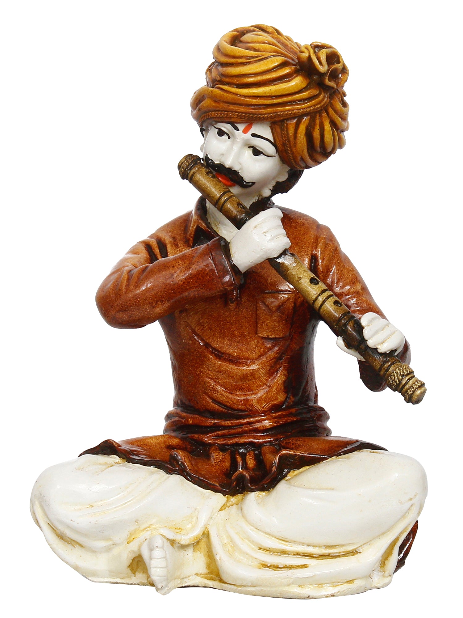 Polyresin Rajasthani Musician Men Statue Playing Flute Human Figurines Home Decor Showpiece 2