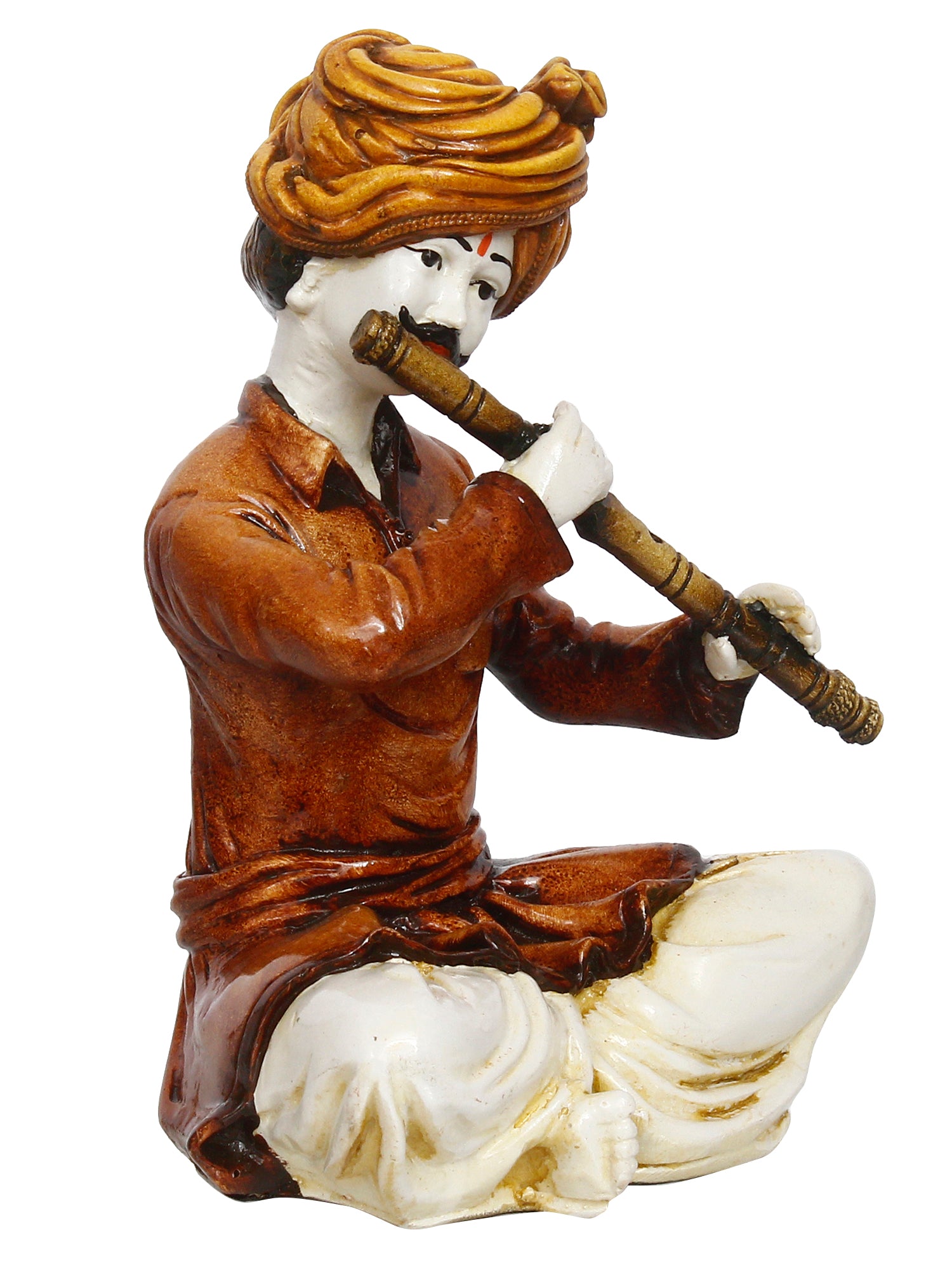 Polyresin Rajasthani Musician Men Statue Playing Flute Human Figurines Home Decor Showpiece 4