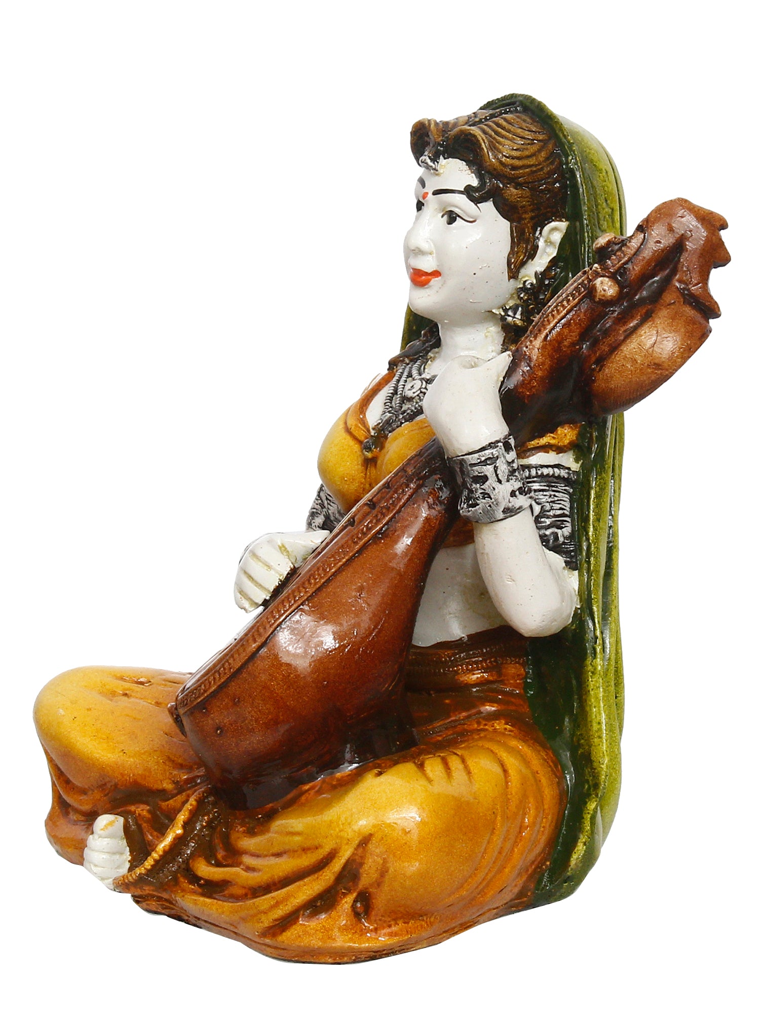 Polyresin Rajasthani Women Playing Sitar Statue Human Figurine Decorative Showpiece 4