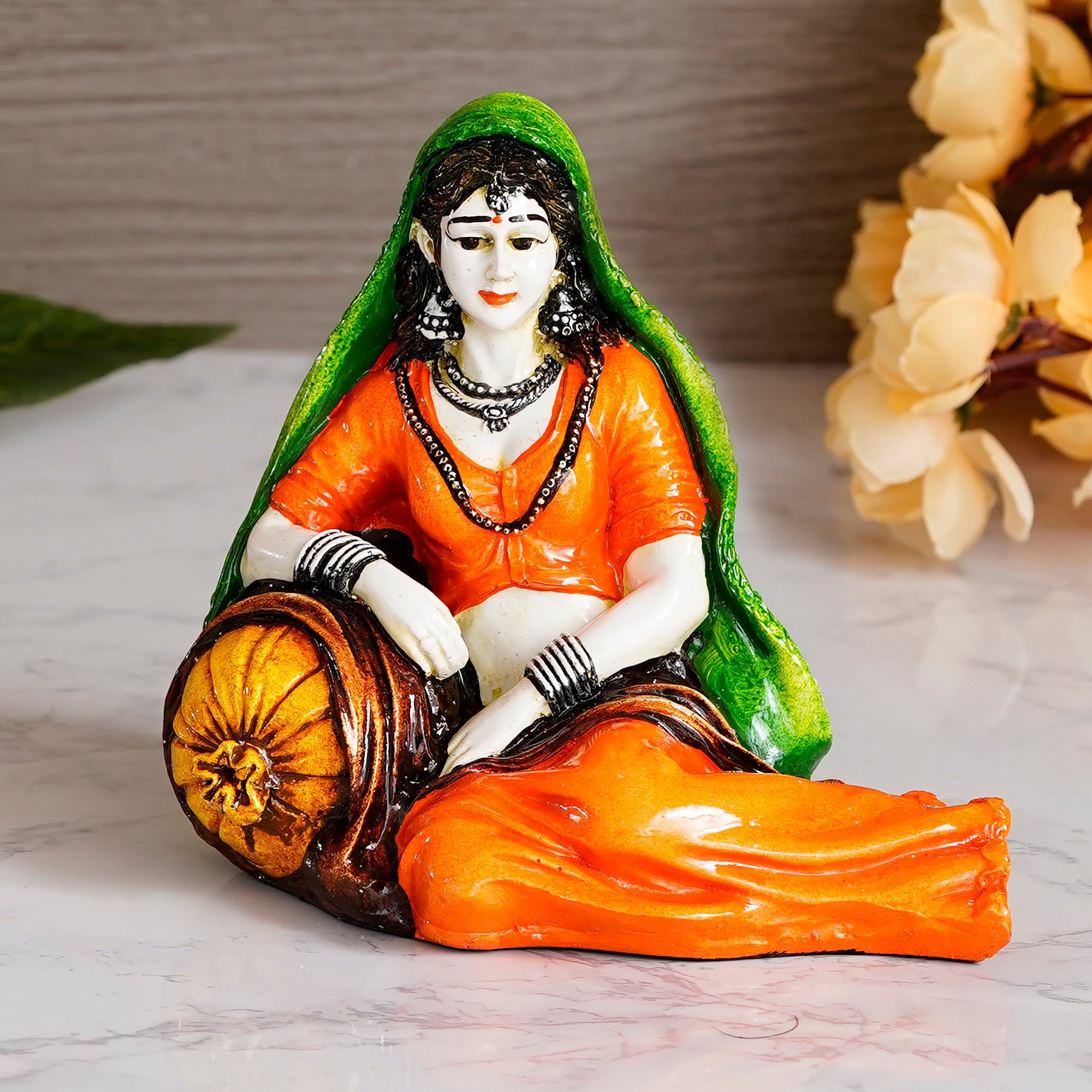 Resting Rajasthani Lady Handcrafted Decorative Polyresin Showpiece 1