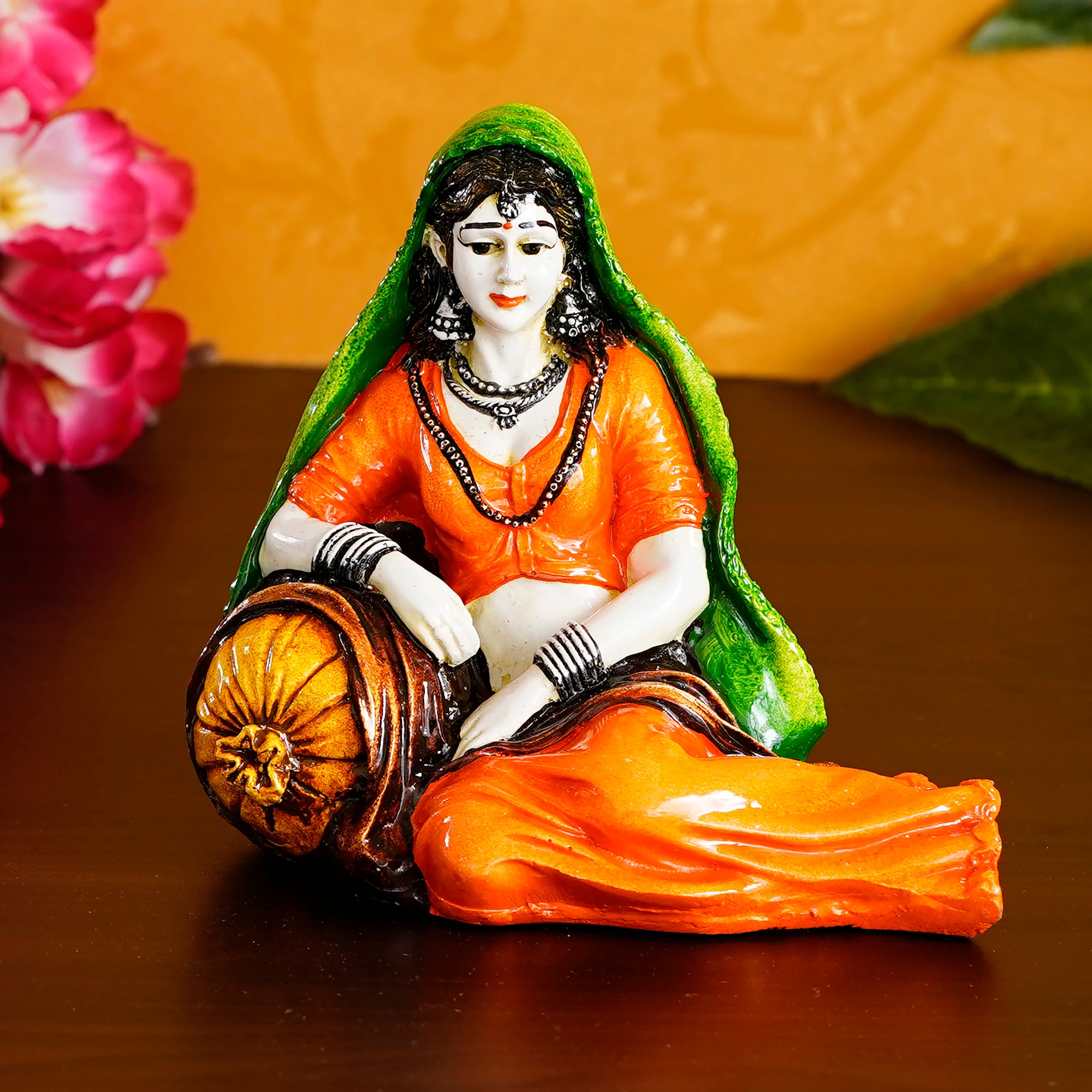 Resting Rajasthani Lady Handcrafted Decorative Polyresin Showpiece