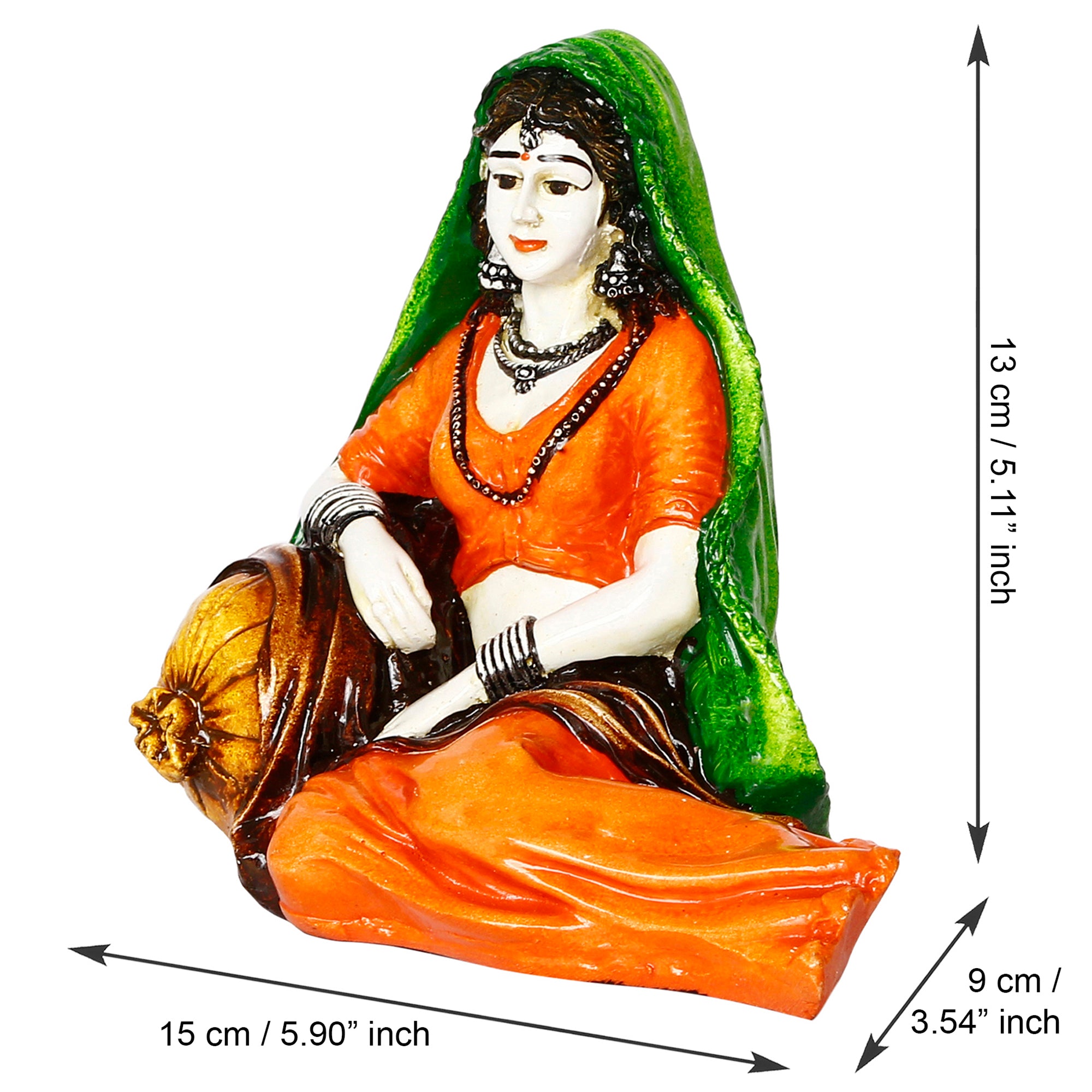 Resting Rajasthani Lady Handcrafted Decorative Polyresin Showpiece 3