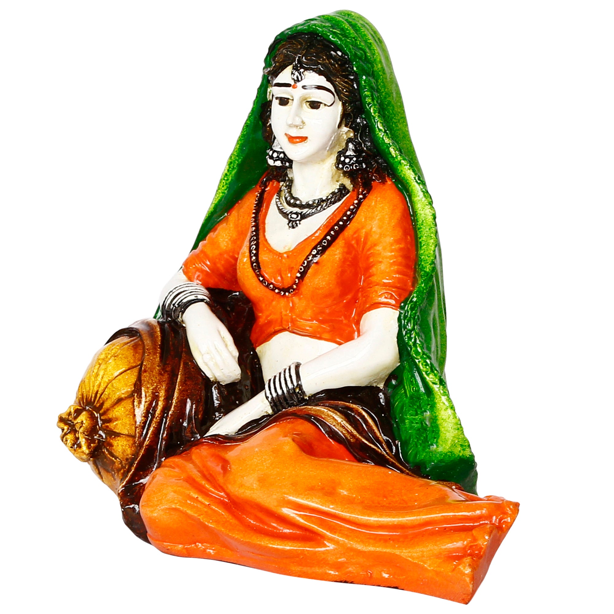 Resting Rajasthani Lady Handcrafted Decorative Polyresin Showpiece 4
