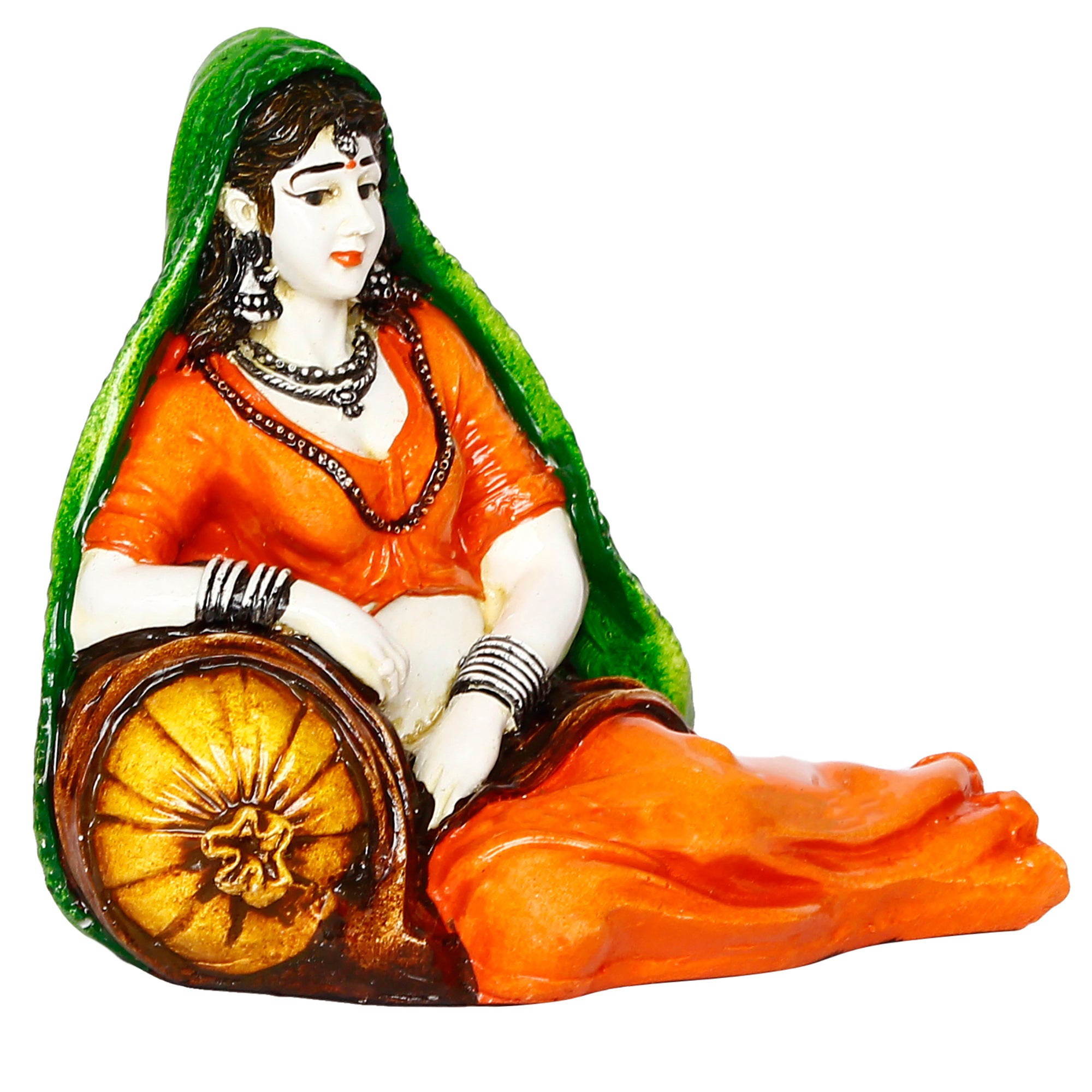 Resting Rajasthani Lady Handcrafted Decorative Polyresin Showpiece 5