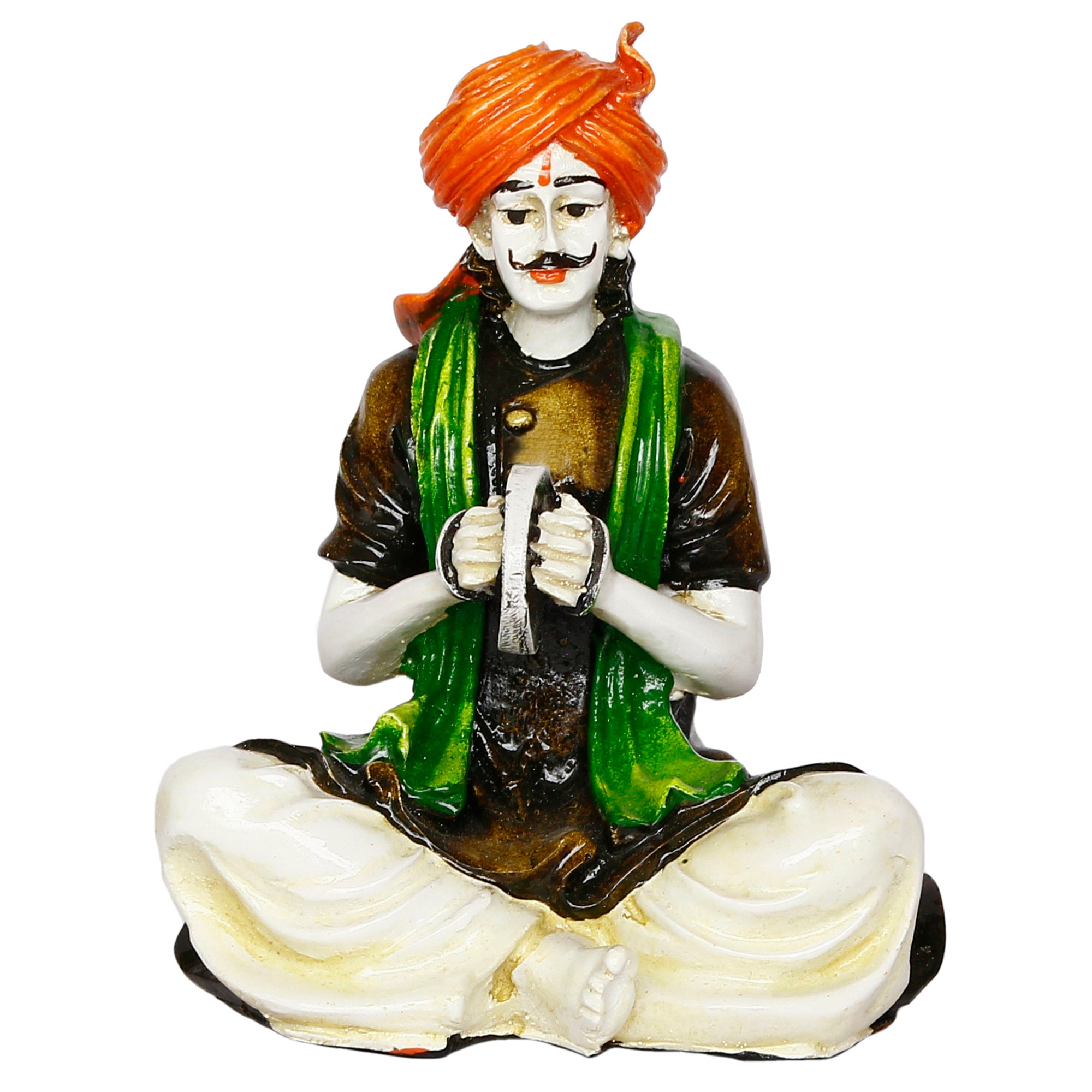 Colorful Rajasthani Man Playing Musical Instrument Handcrafted Decorative Polyresin Showpiece 2