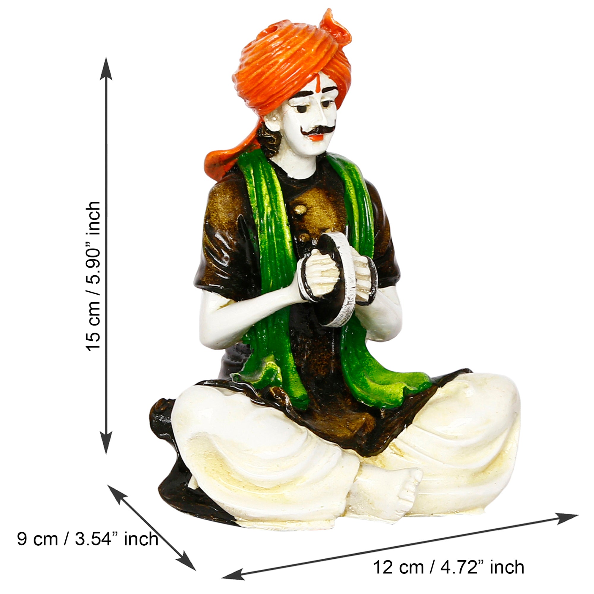 Colorful Rajasthani Man Playing Musical Instrument Handcrafted Decorative Polyresin Showpiece 3