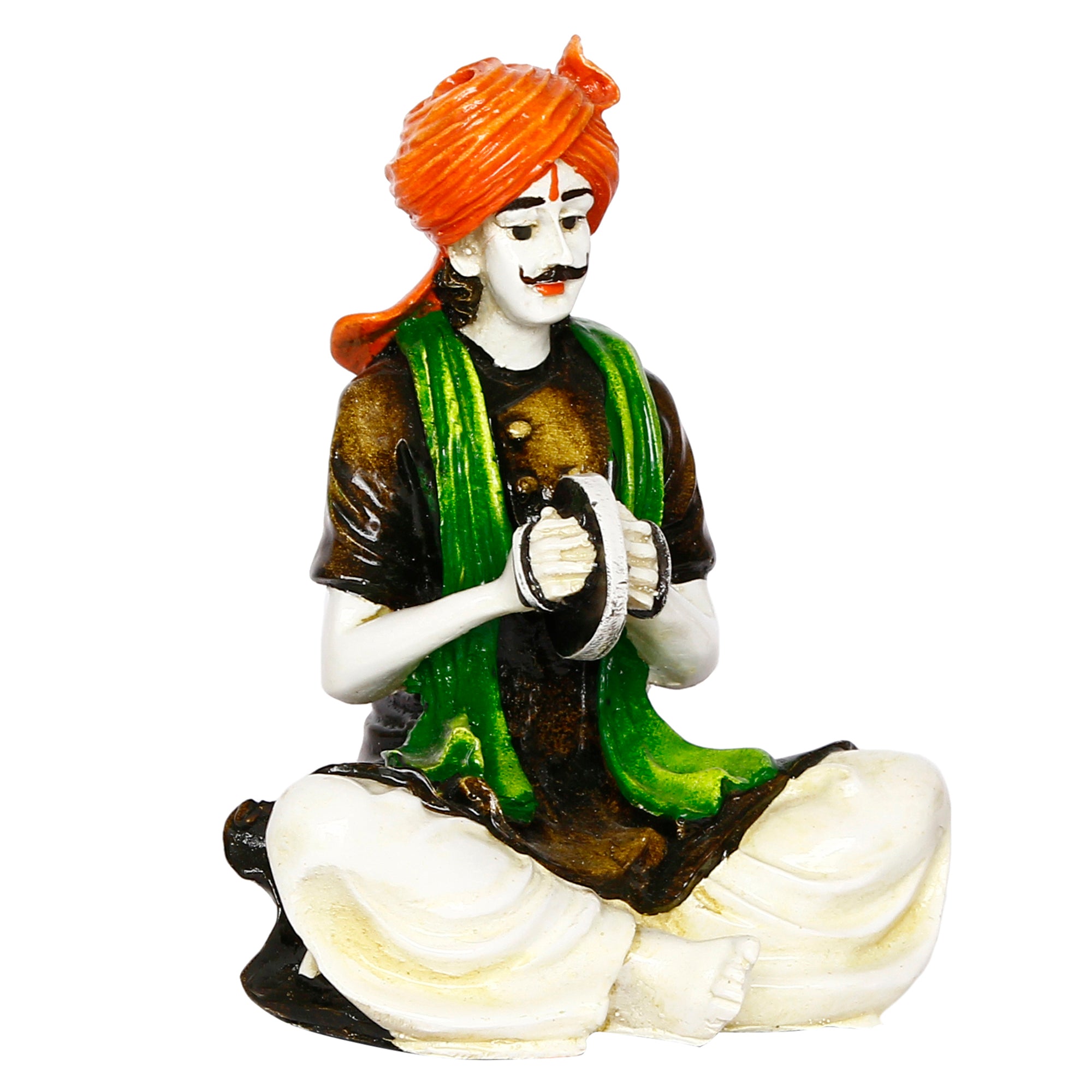 Colorful Rajasthani Man Playing Musical Instrument Handcrafted Decorative Polyresin Showpiece 4