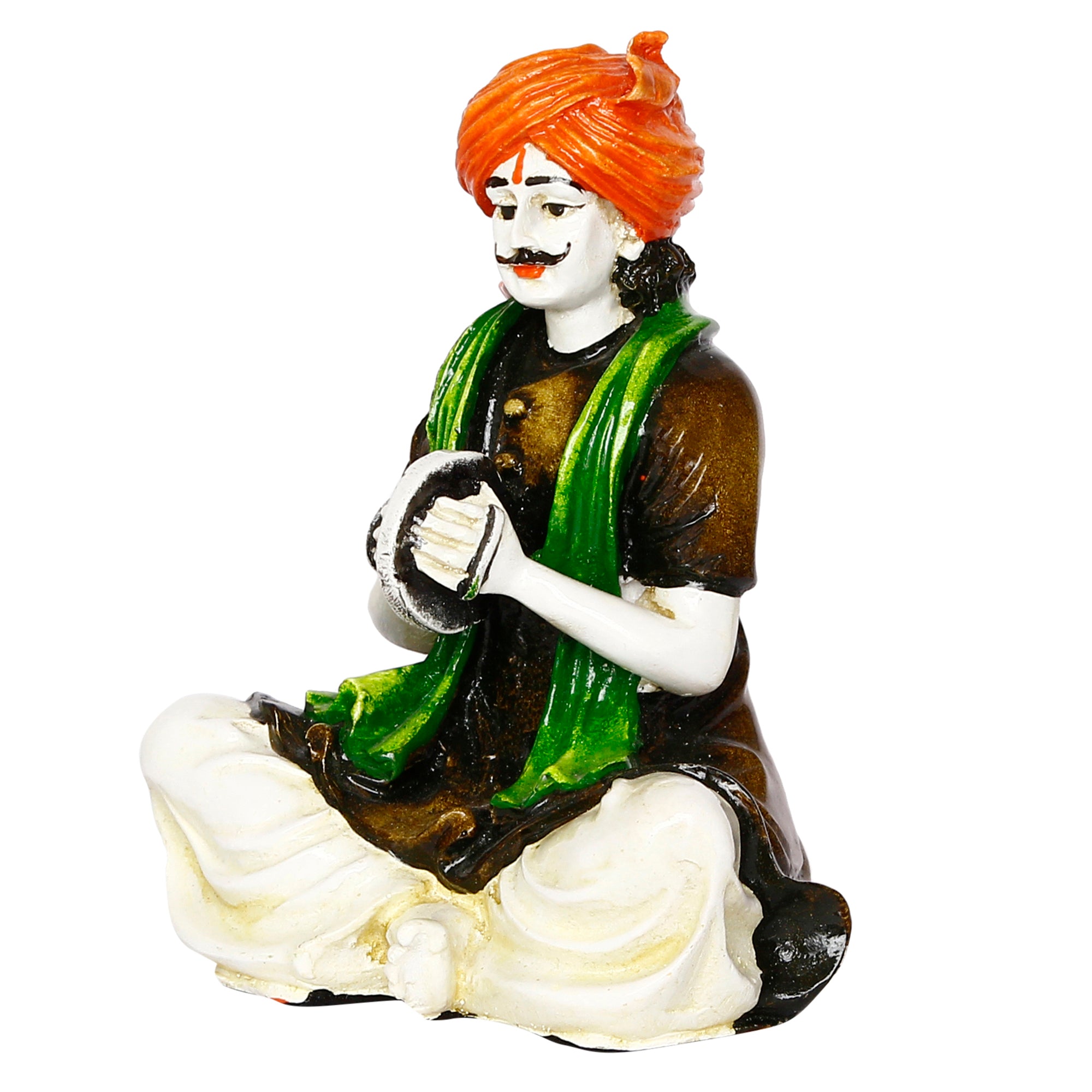 Colorful Rajasthani Man Playing Musical Instrument Handcrafted Decorative Polyresin Showpiece 5