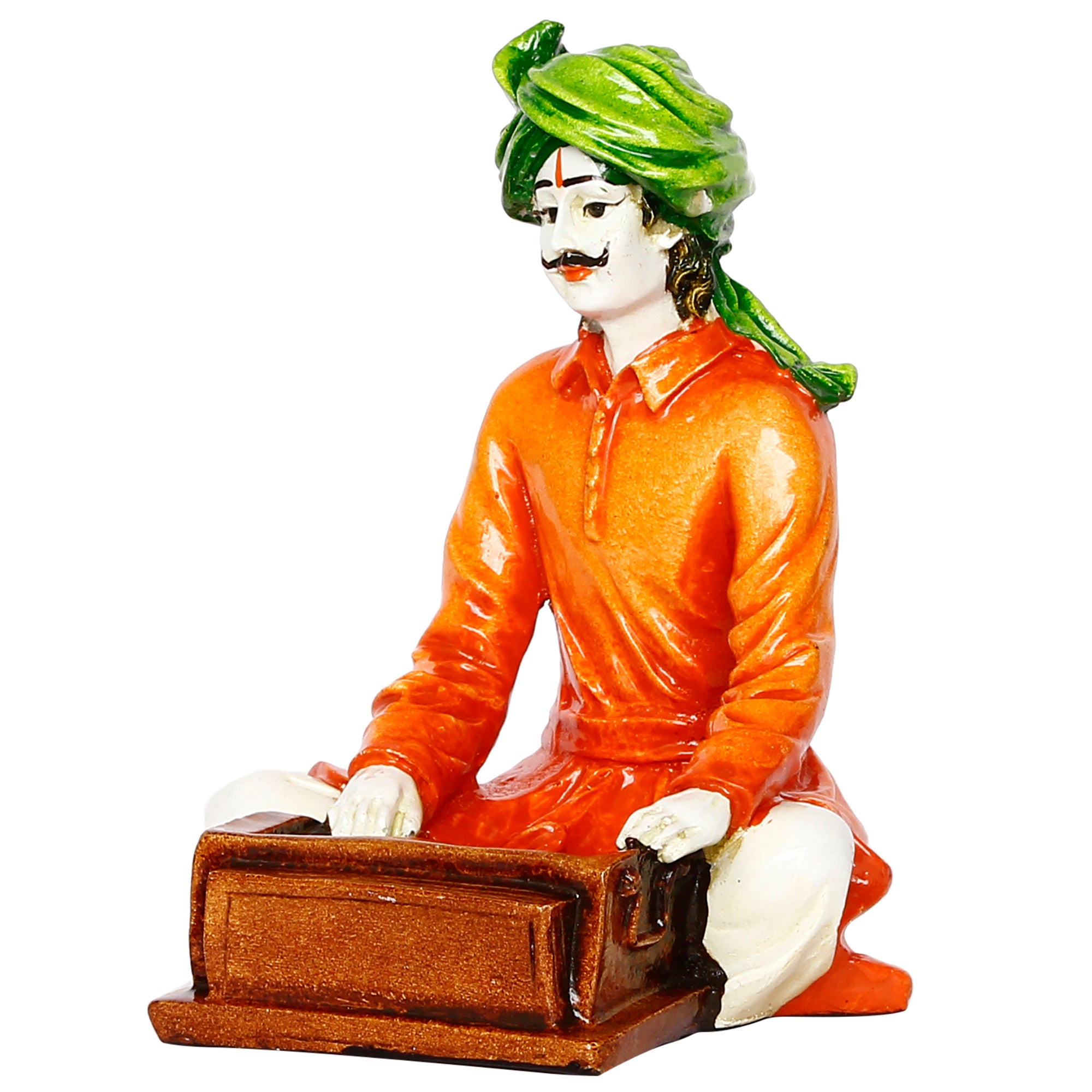 Polyresin Rajasthani Musician Men Statue Playing Harmonium Human Figurines Home Decor Showpiece 4