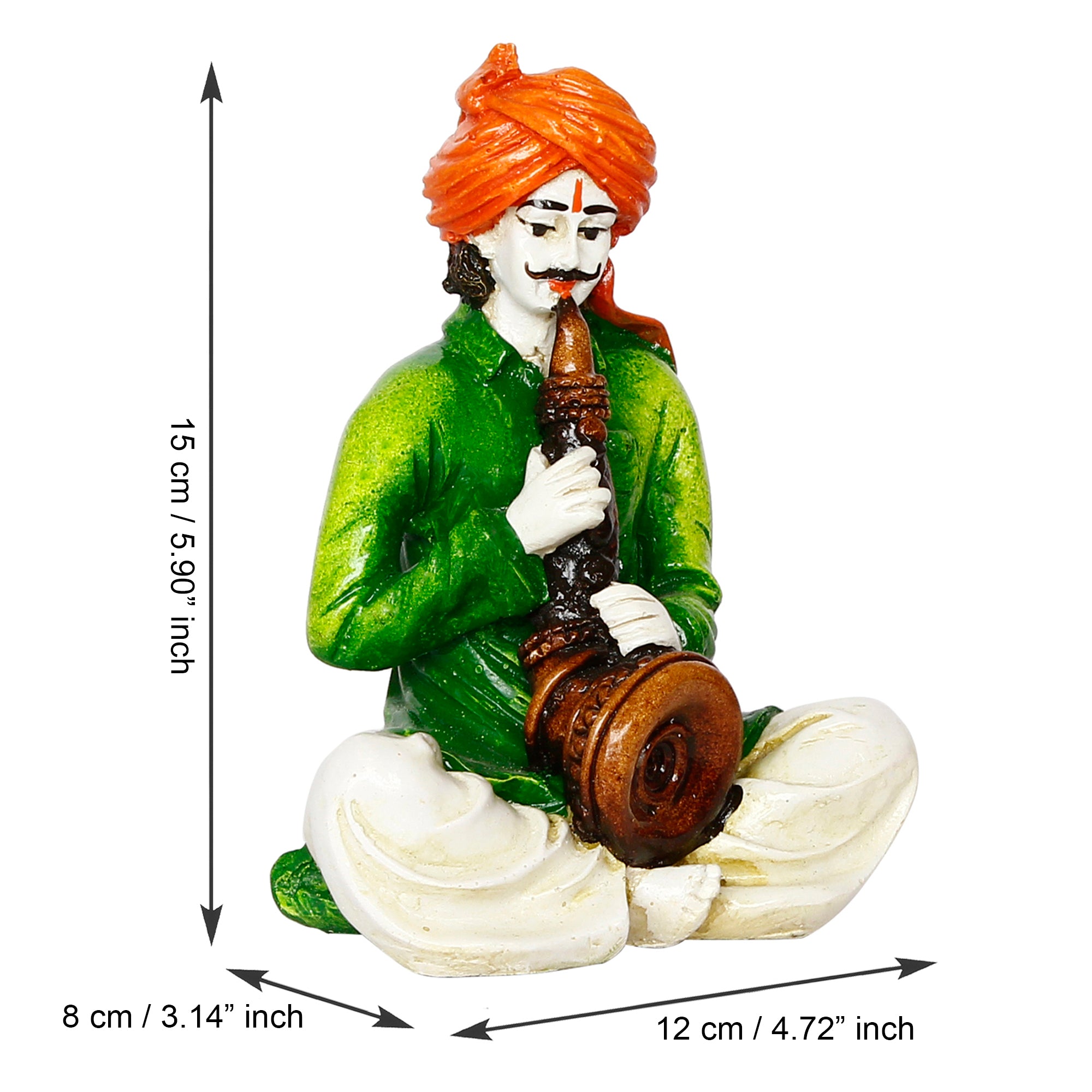 Polyresin Rajasthani Musician Men Statue Playing Musical Instrument Human Figurines Home Decor Showpiece 3