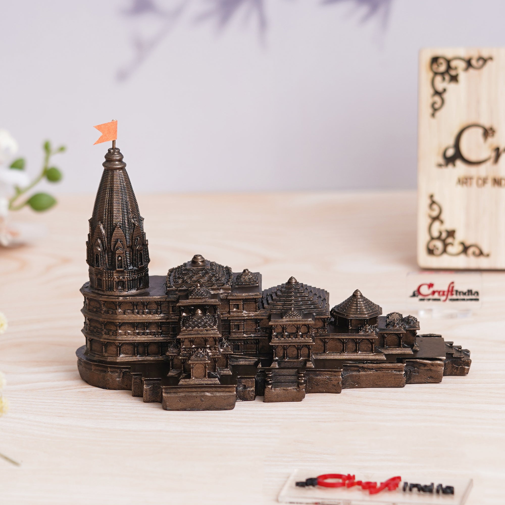 eCraftIndia Ram Mandir Ayodhya Model Authentic Design Temple - Perfect for Home Decor, and Spiritual Gifting (Copper) 1
