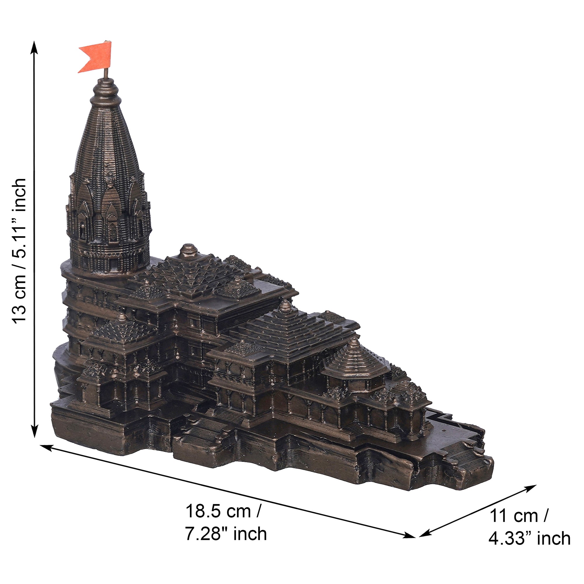 eCraftIndia Ram Mandir Ayodhya Model Authentic Design Temple - Perfect for Home Decor, and Spiritual Gifting (Copper) 3