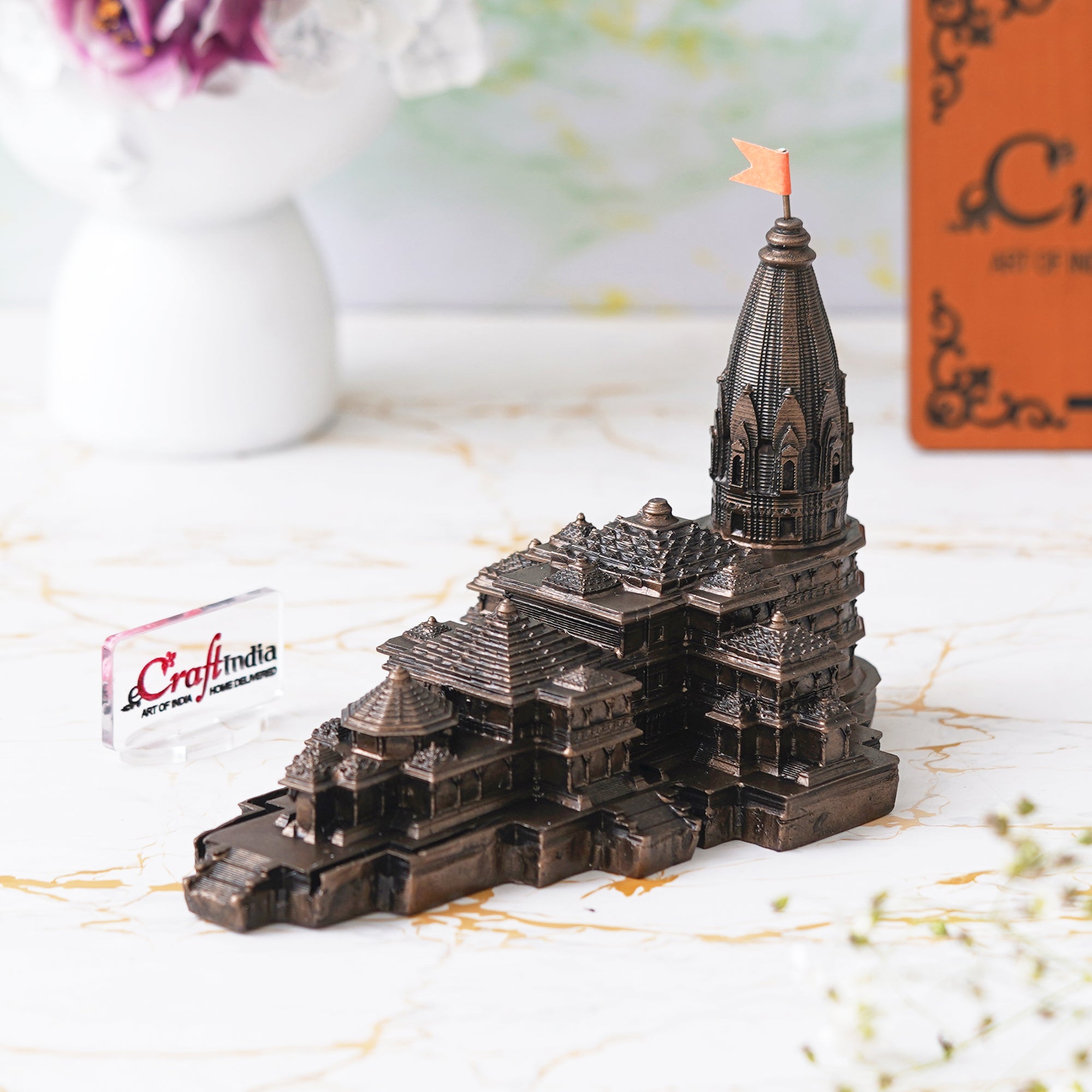eCraftIndia Ram Mandir Ayodhya Model Authentic Design Temple - Perfect for Home Decor, and Spiritual Gifting (Copper) 4