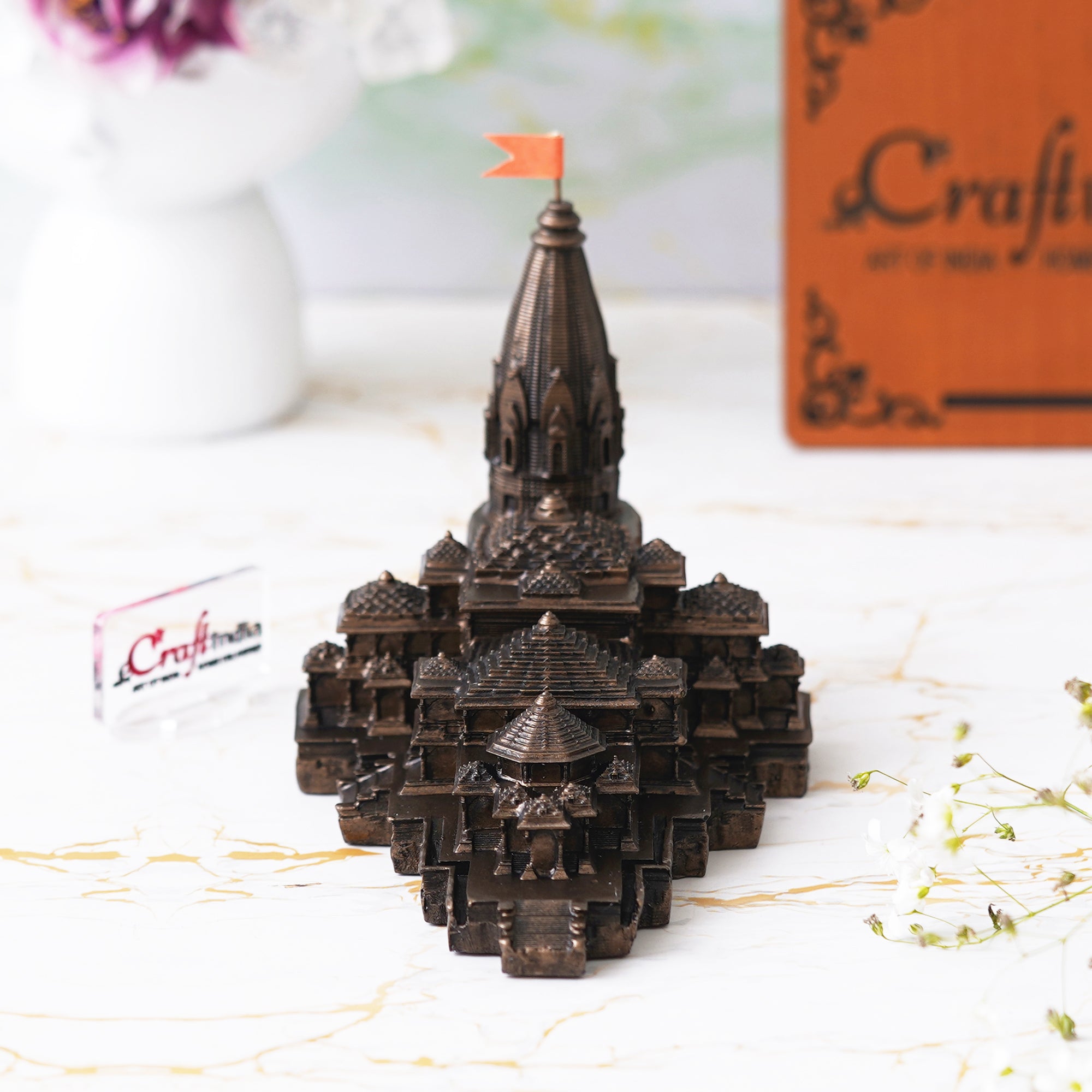eCraftIndia Ram Mandir Ayodhya Model Authentic Design Temple - Perfect for Home Decor, and Spiritual Gifting (Copper) 5