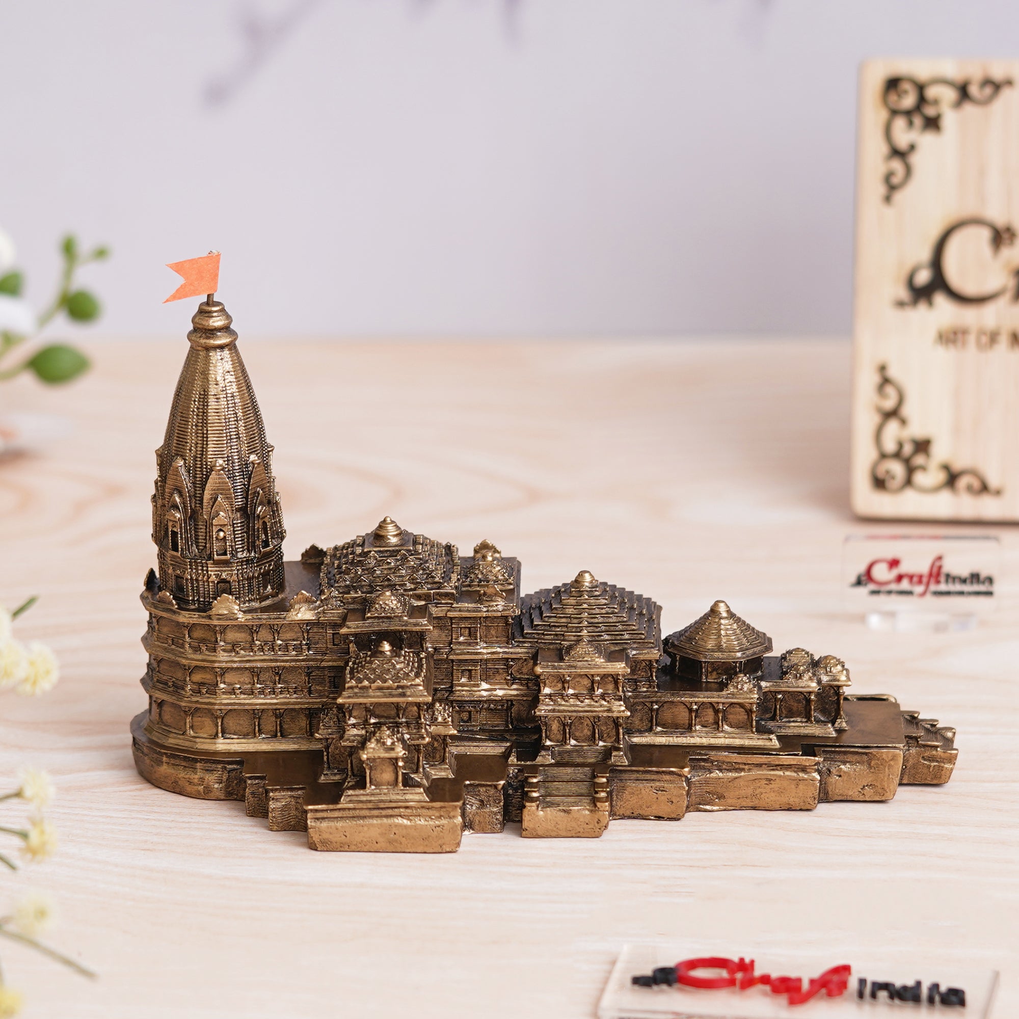 eCraftIndia Ram Mandir Ayodhya Model Authentic Design Temple - Perfect for Home Decor, and Spiritual Gifting (Golden)