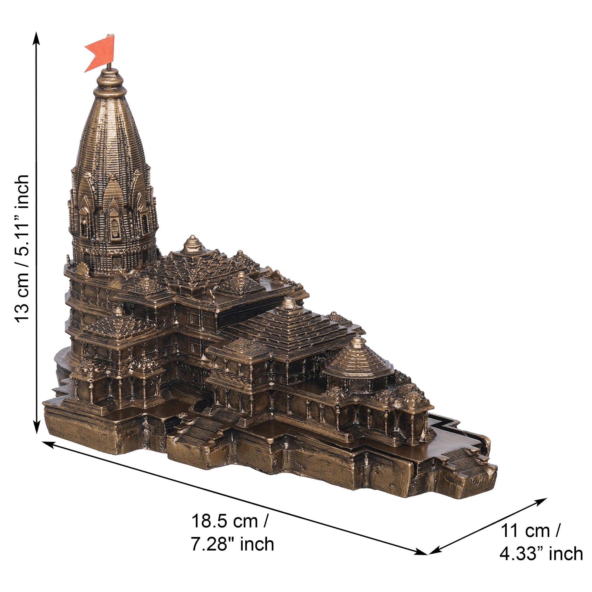 eCraftIndia Ram Mandir Ayodhya Model Authentic Design Temple - Perfect for Home Decor, and Spiritual Gifting (Golden) 3