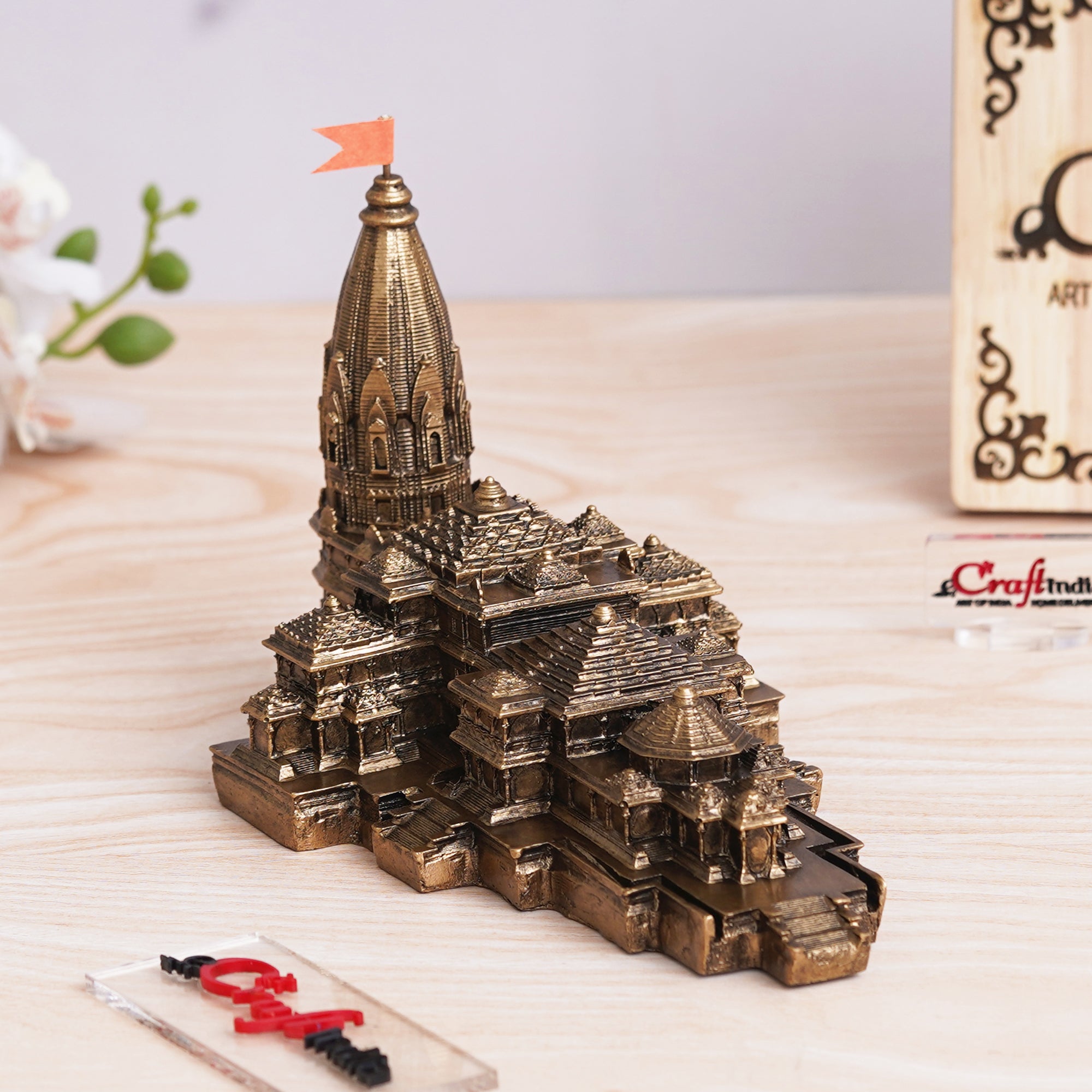 eCraftIndia Ram Mandir Ayodhya Model Authentic Design Temple - Perfect for Home Decor, and Spiritual Gifting (Golden) 4