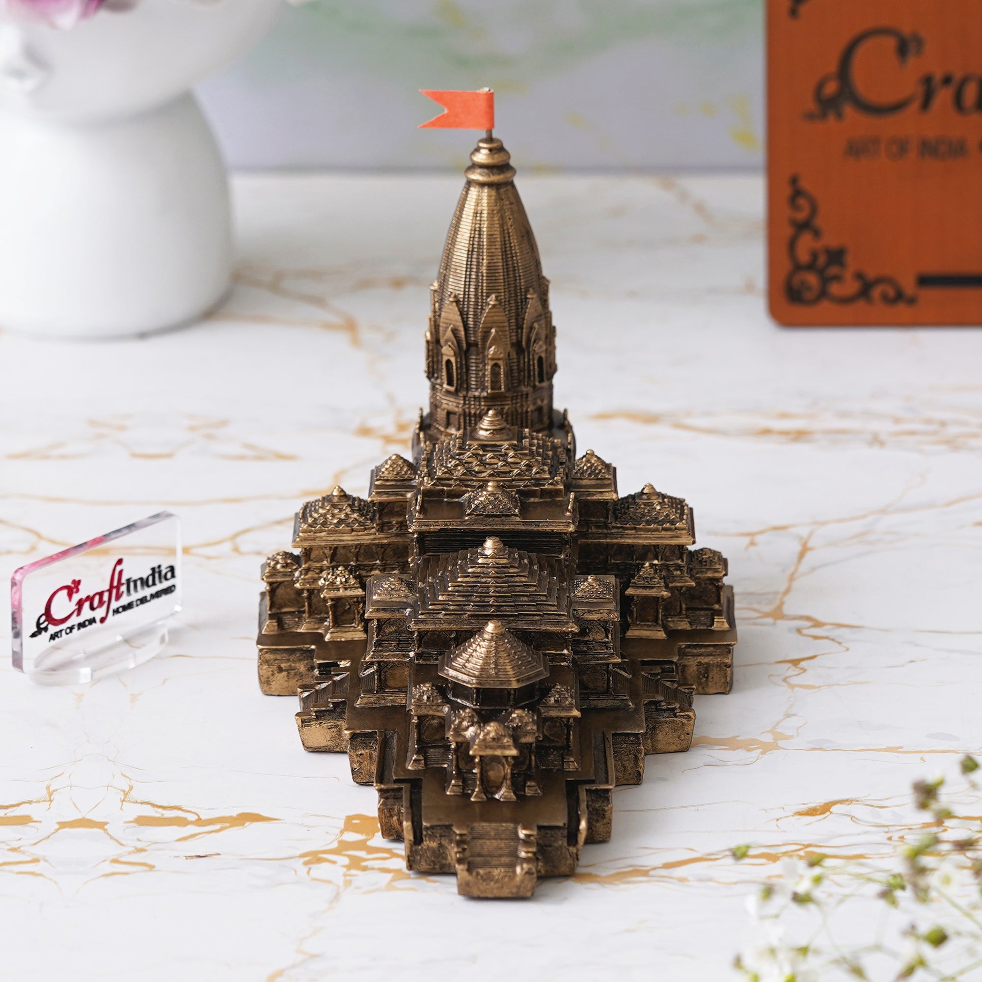 eCraftIndia Ram Mandir Ayodhya Model Authentic Design Temple - Perfect for Home Decor, and Spiritual Gifting (Golden) 5
