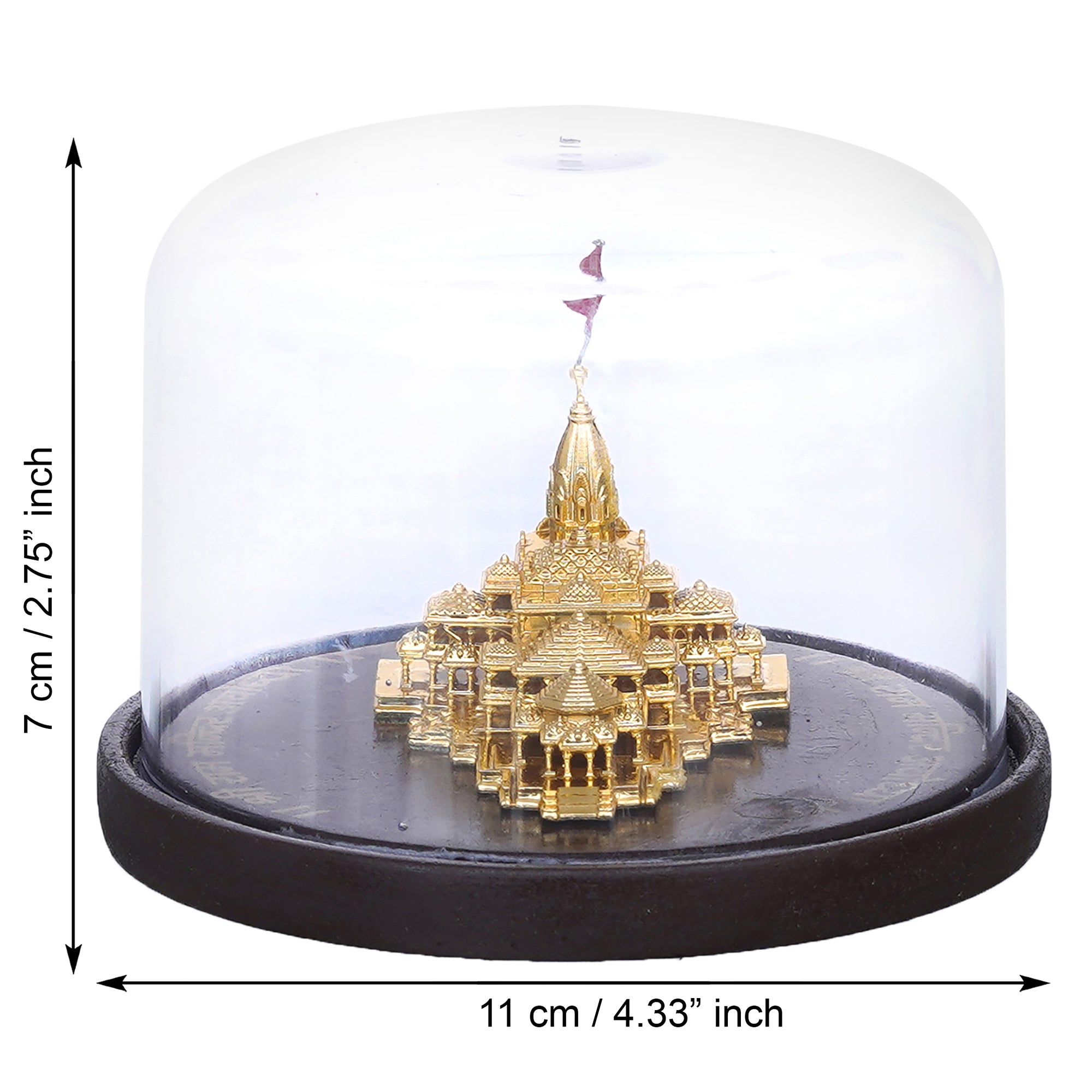 eCraftIndia Golden Shri Ram Mandir Ayodhya Model Authentic Designer Temple Covered by a Glass Dome - Perfect for Home Decor, and Spiritual Gifting 3