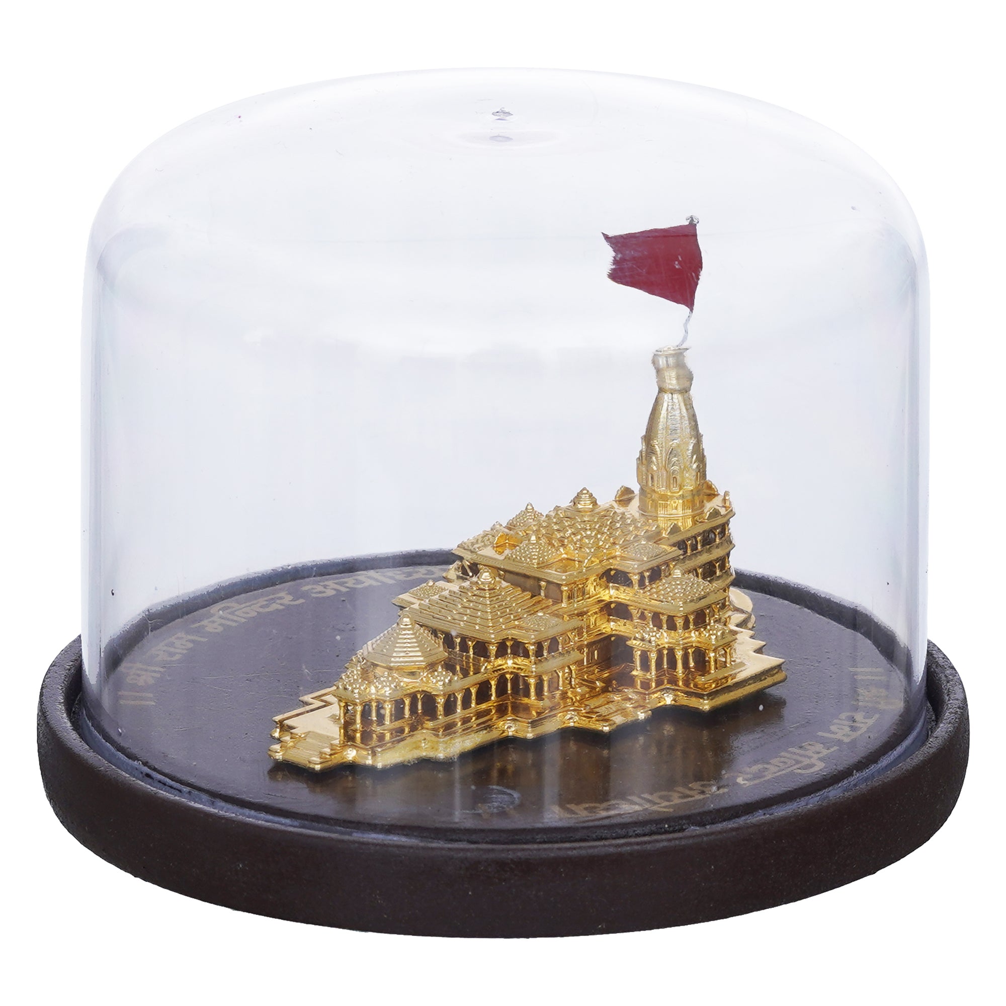 eCraftIndia Golden Shri Ram Mandir Ayodhya Model Authentic Designer Temple Covered by a Glass Dome - Perfect for Home Decor, and Spiritual Gifting 6