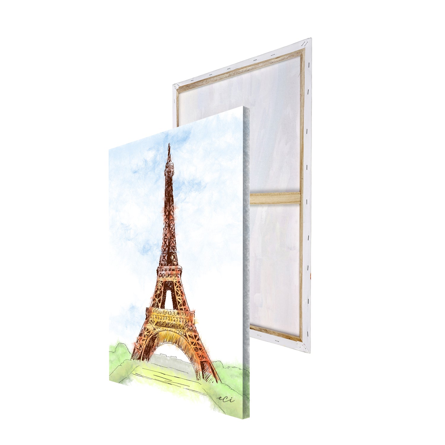 Paris Famous Eiffel Tower Painting Digital Printed Canvas Wall Art 4