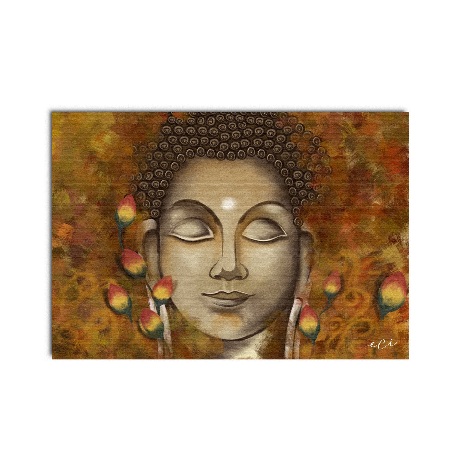 Calm Peaceful Buddha Original Design Canvas Printed Wall Painting