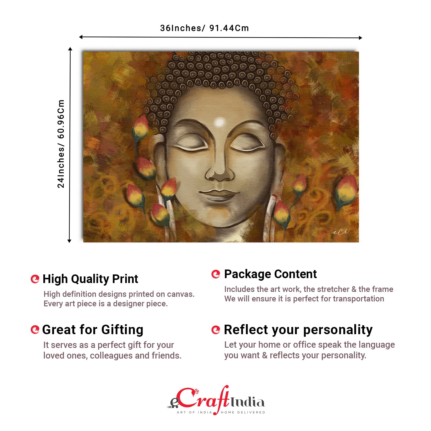 Calm Peaceful Buddha Original Design Canvas Printed Wall Painting 3