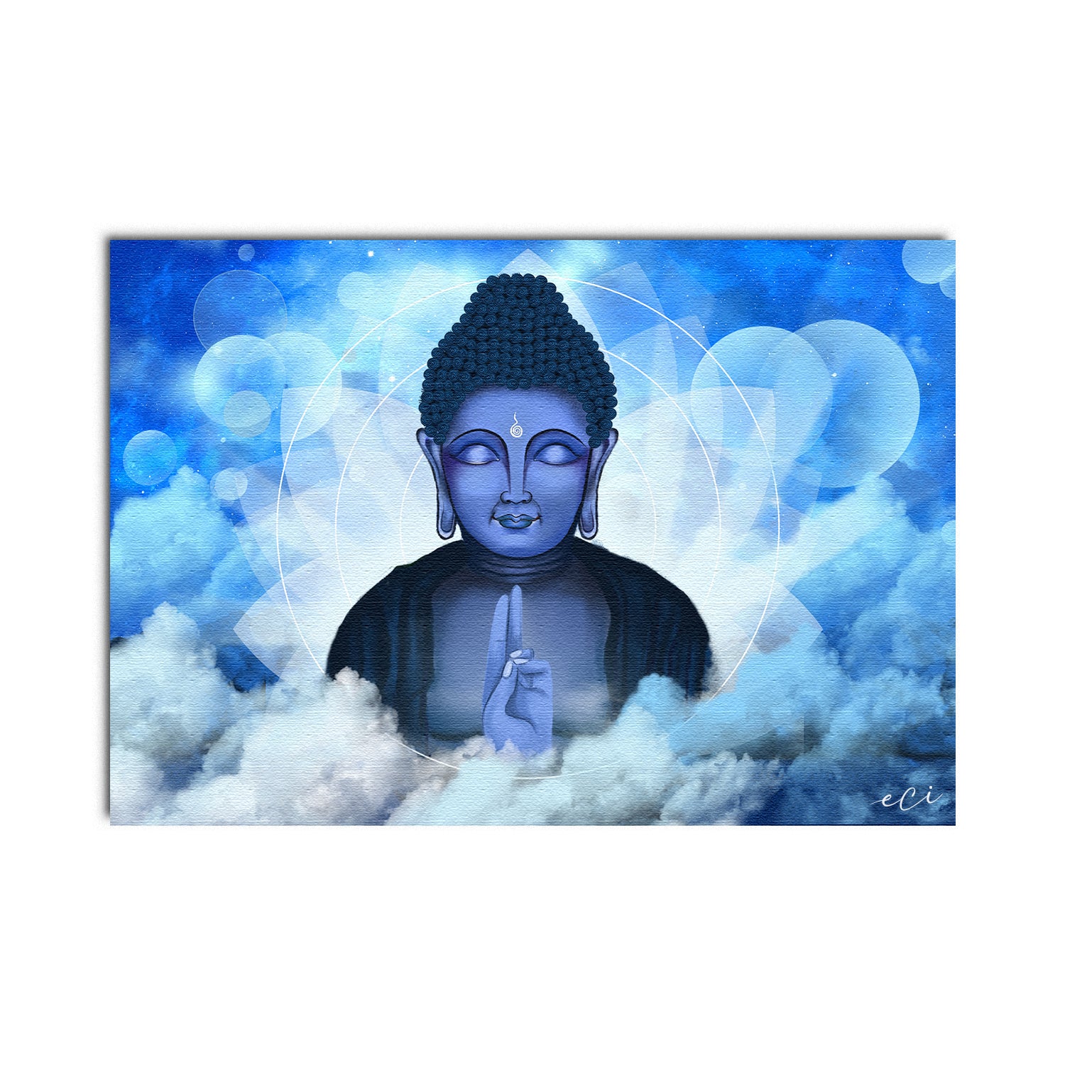 Meditating Buddha between Clouds Original Design Canvas Printed Wall Painting 2