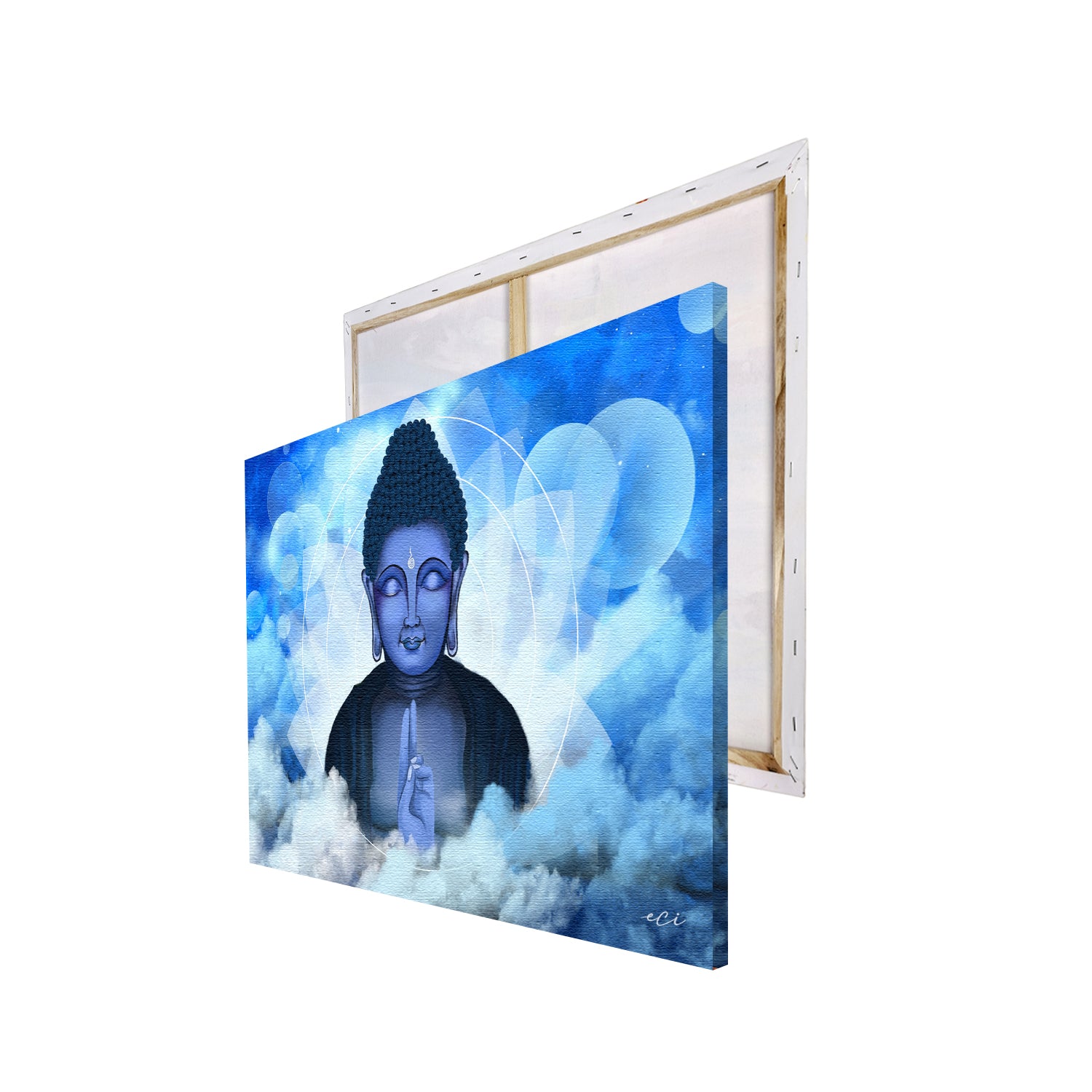 Meditating Buddha between Clouds Original Design Canvas Printed Wall Painting 4