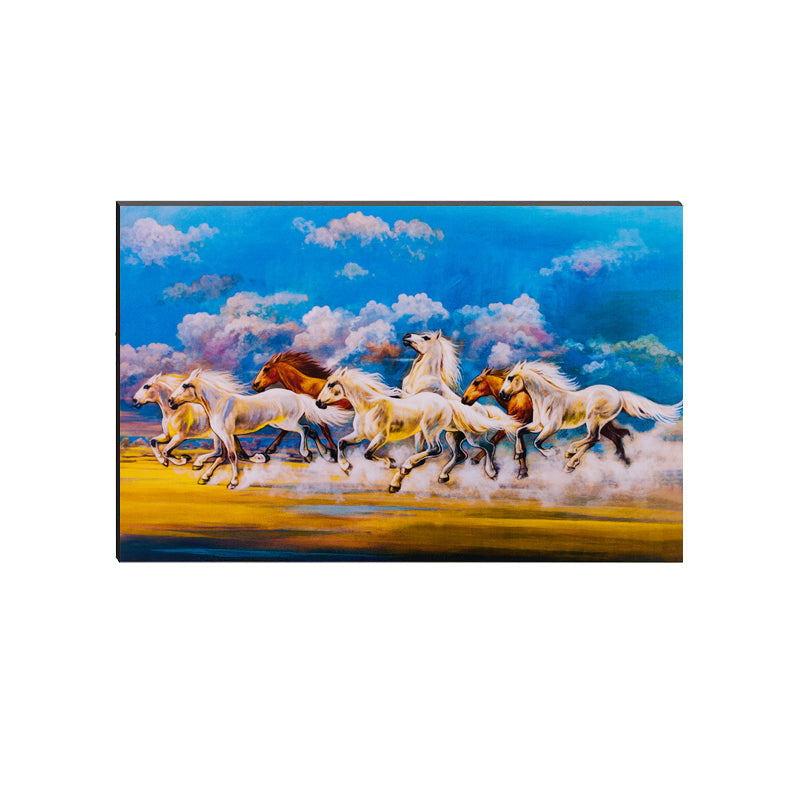 6MM MDF 7 Lucky Running Horses Satin Matt Texture UV Art Painting