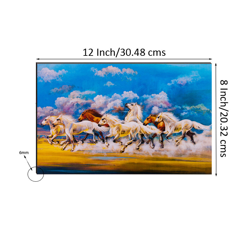 6MM MDF 7 Lucky Running Horses Satin Matt Texture UV Art Painting 2