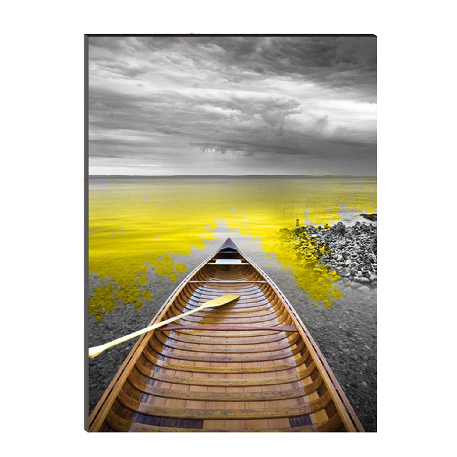 6MM MDF Colorful River Side Parked Boat Satin Matt Texture UV Art Painting