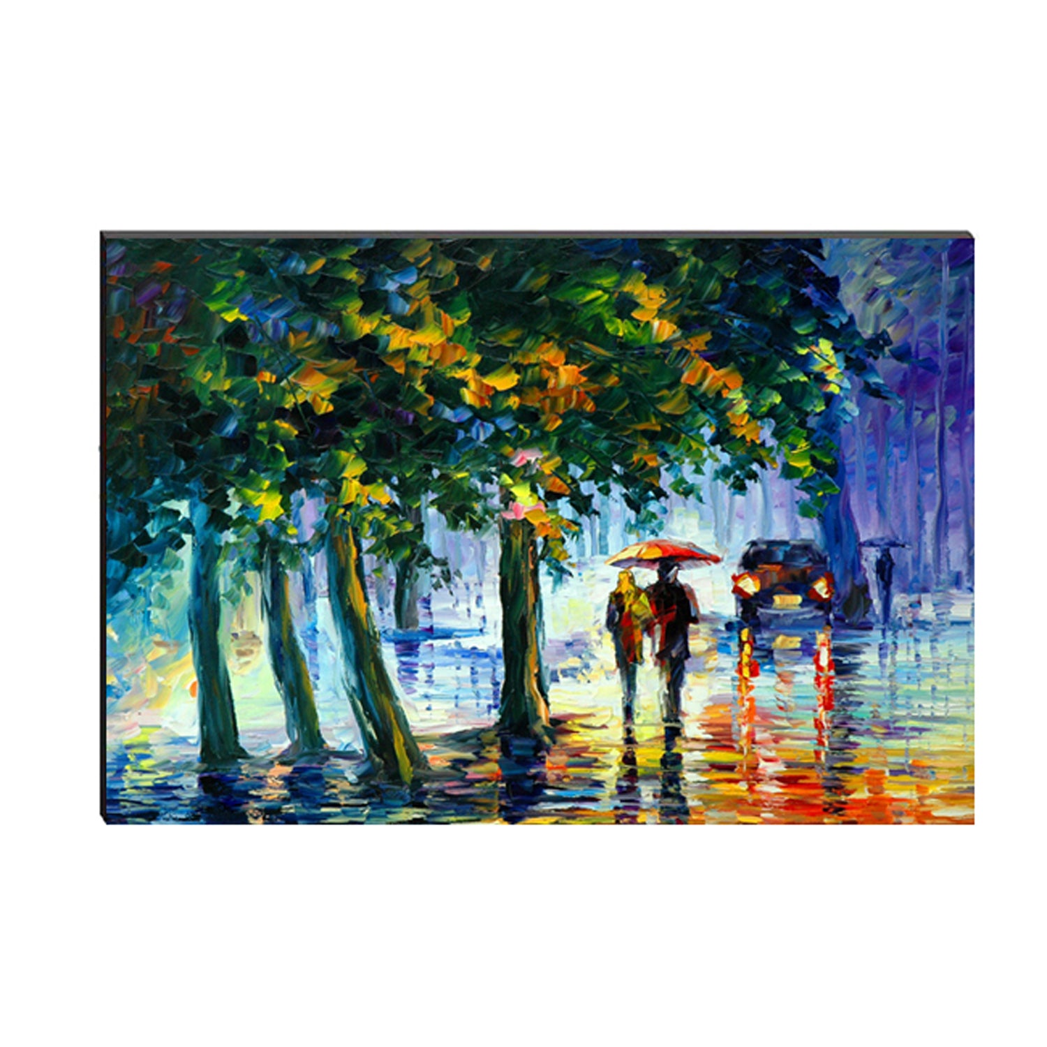 6MM MDF Loving Couple Under Umbrella in rain Satin Matt Texture UV Art Painting
