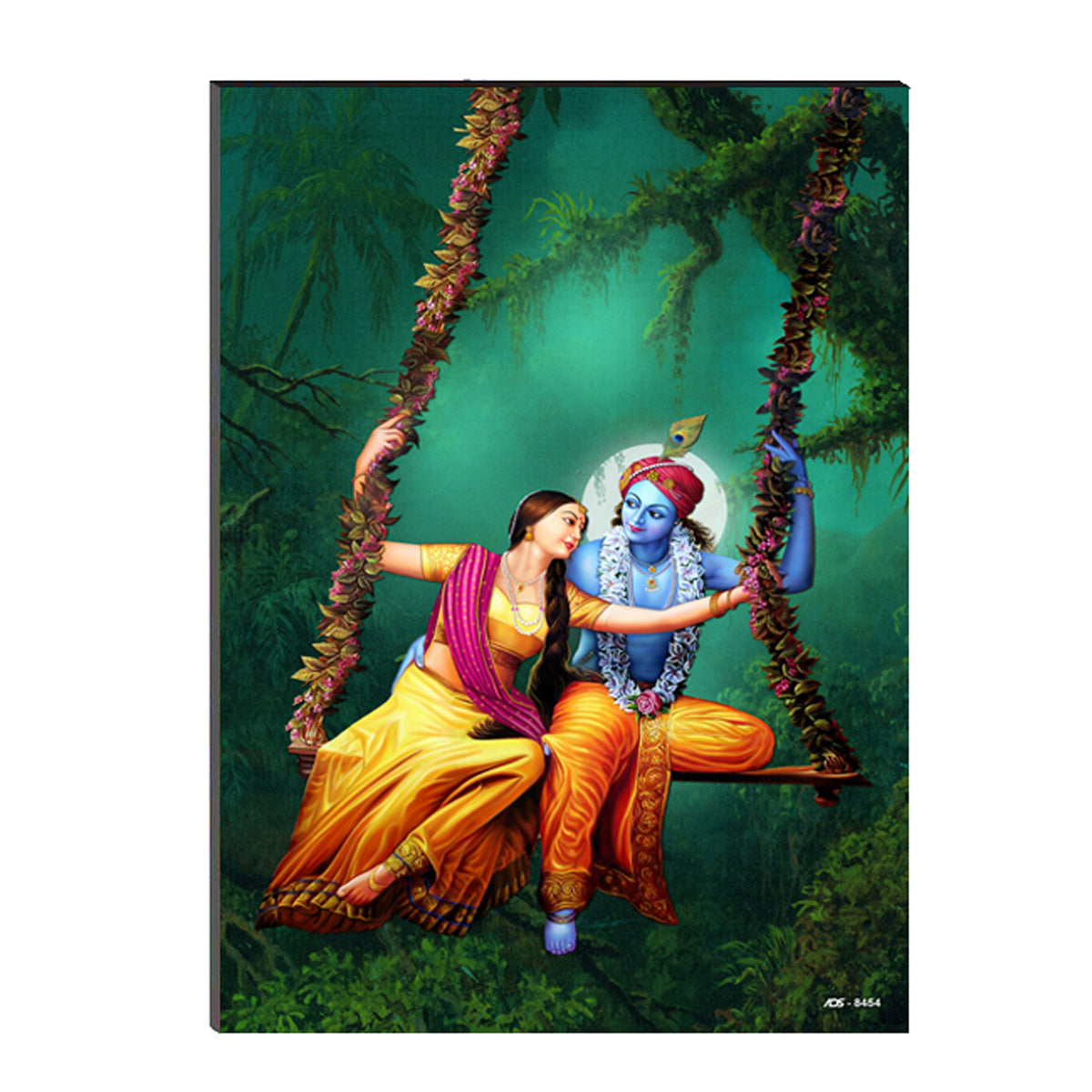 6MM MDF Radha Krishna On Swing Satin Matt Texture UV Art Painting