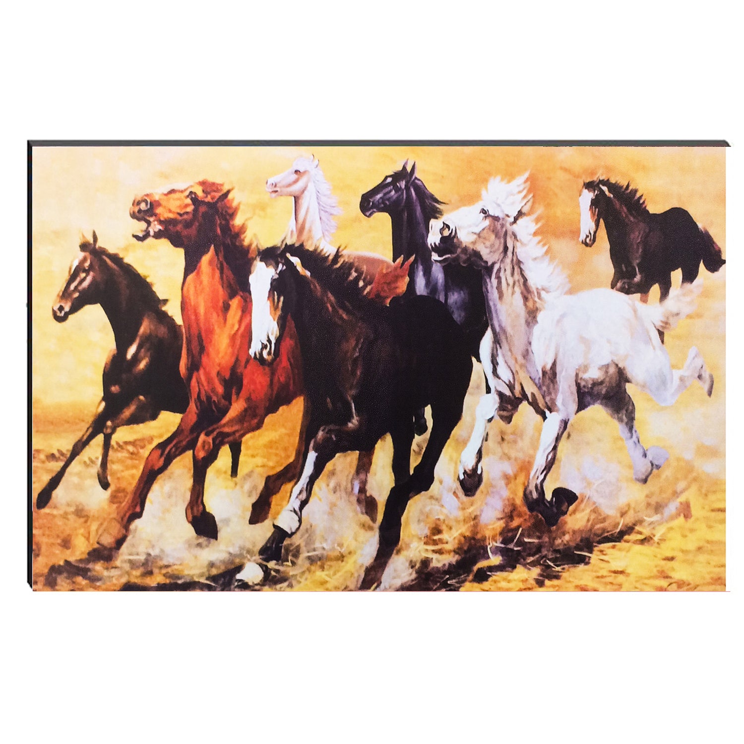 6MM MDF Lucky 7 Running Horses Satin Matt Texture UV Art Painting