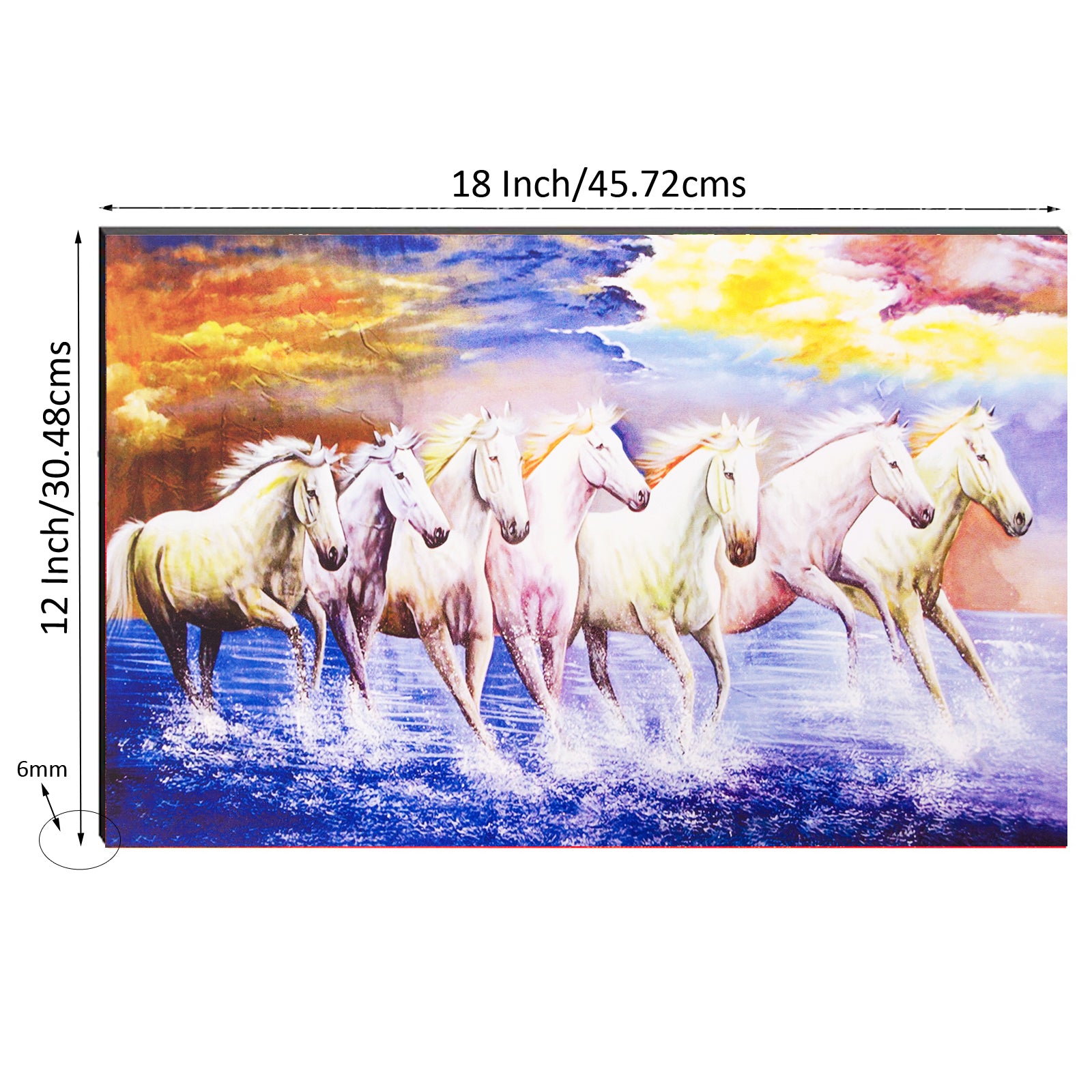 6MM MDF Lucky 7 Running Horses Satin Matt Texture UV Art Painting 2