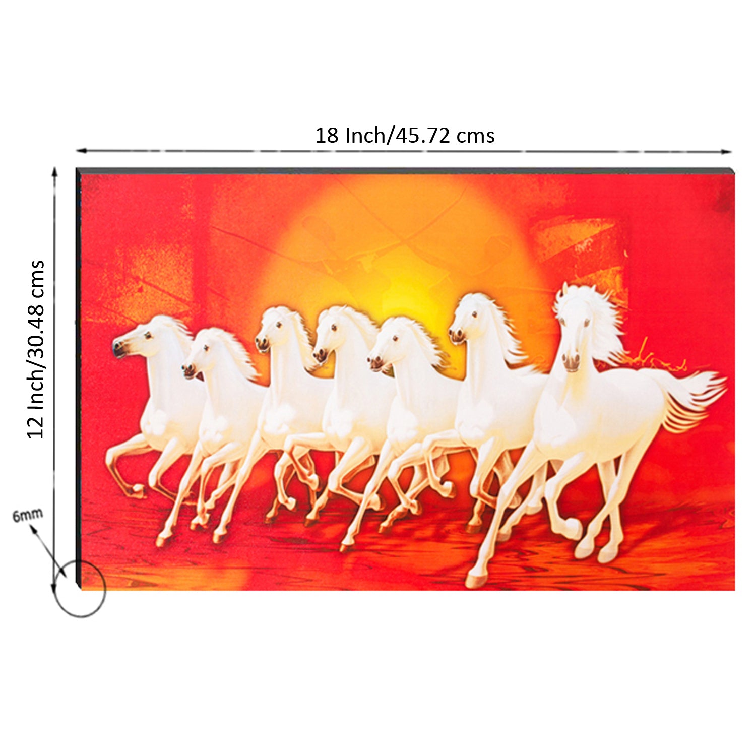 Seven White Running Horses Painting Digital Printed Animal Wall Art 2
